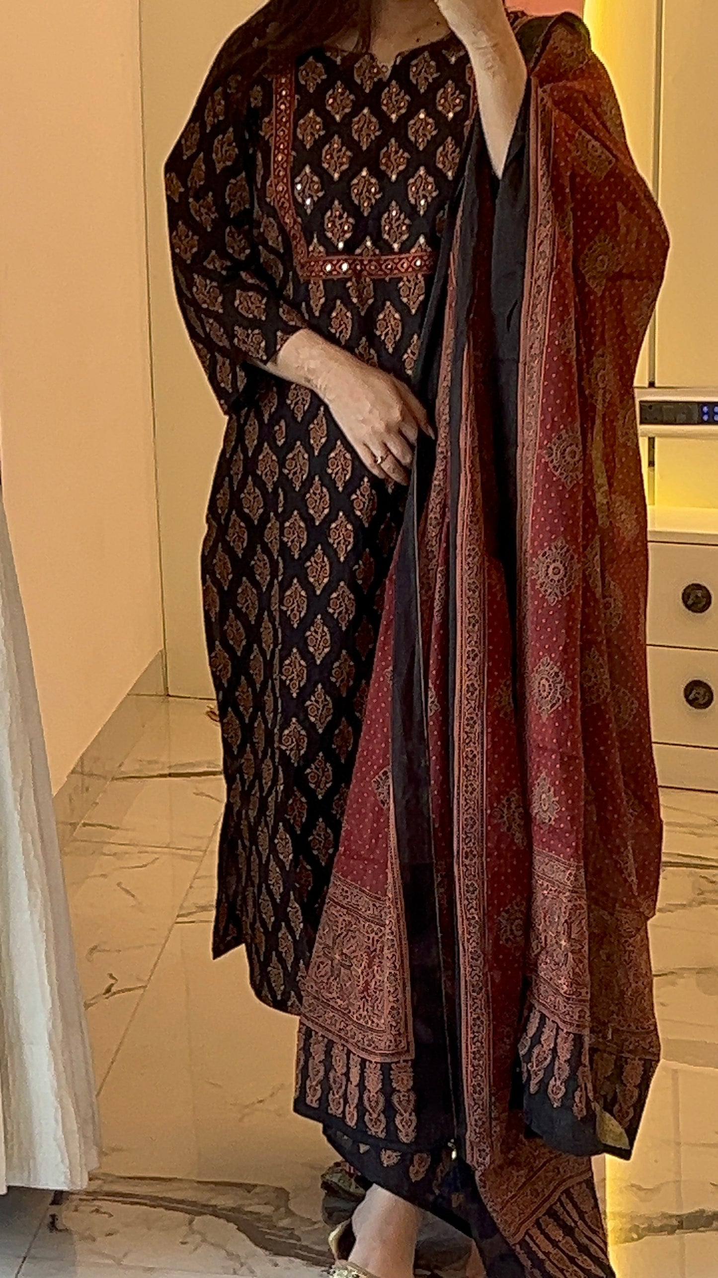 Pure Premium Black Butti Print Cotton kurta Set with Dupatta (38 to 52)