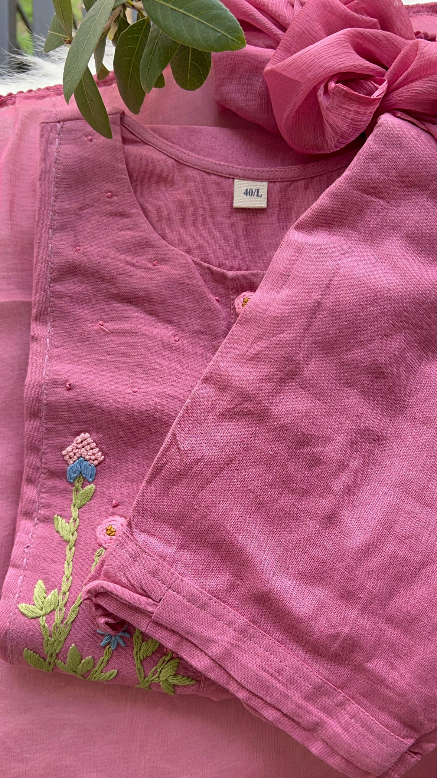 Pure Premium Onion Pink Cotton Flex Kurta Set with Dupatta (38 to 46)