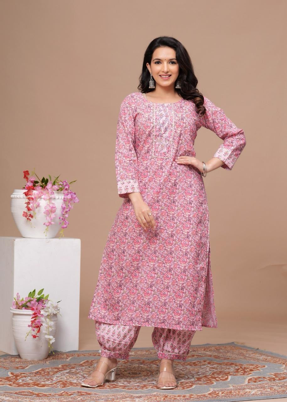Pink kurta set with Duptta
