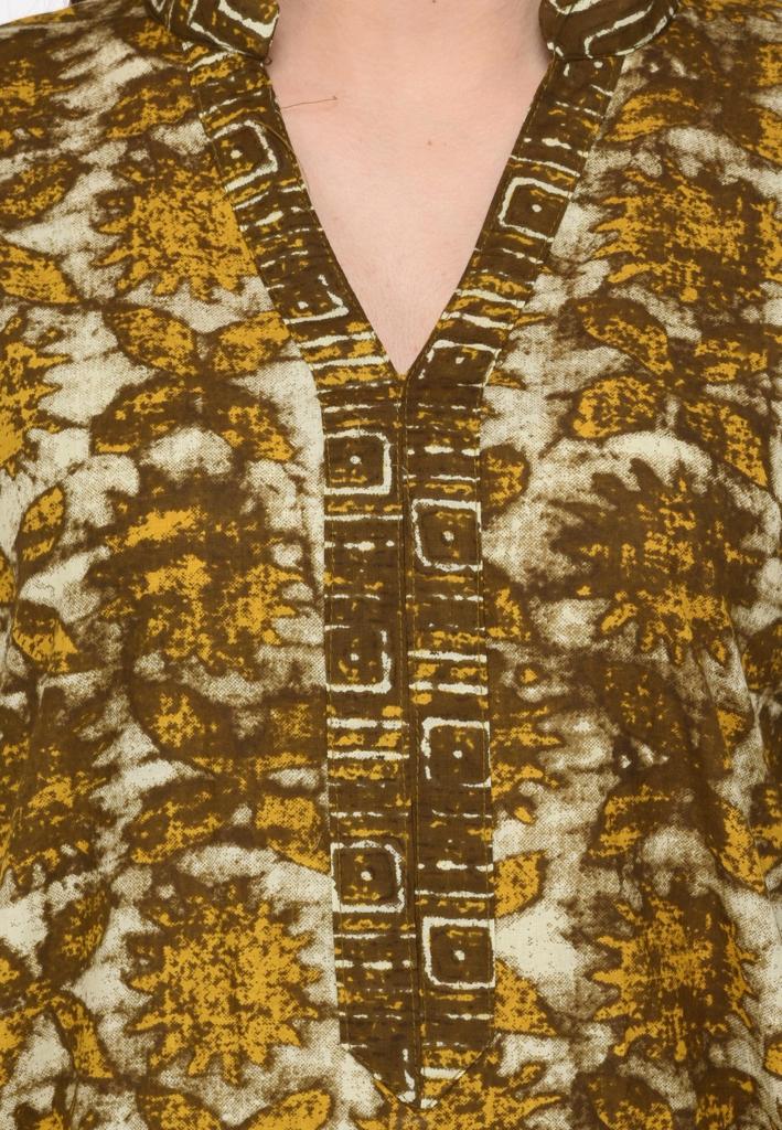 Olive green printed kurta