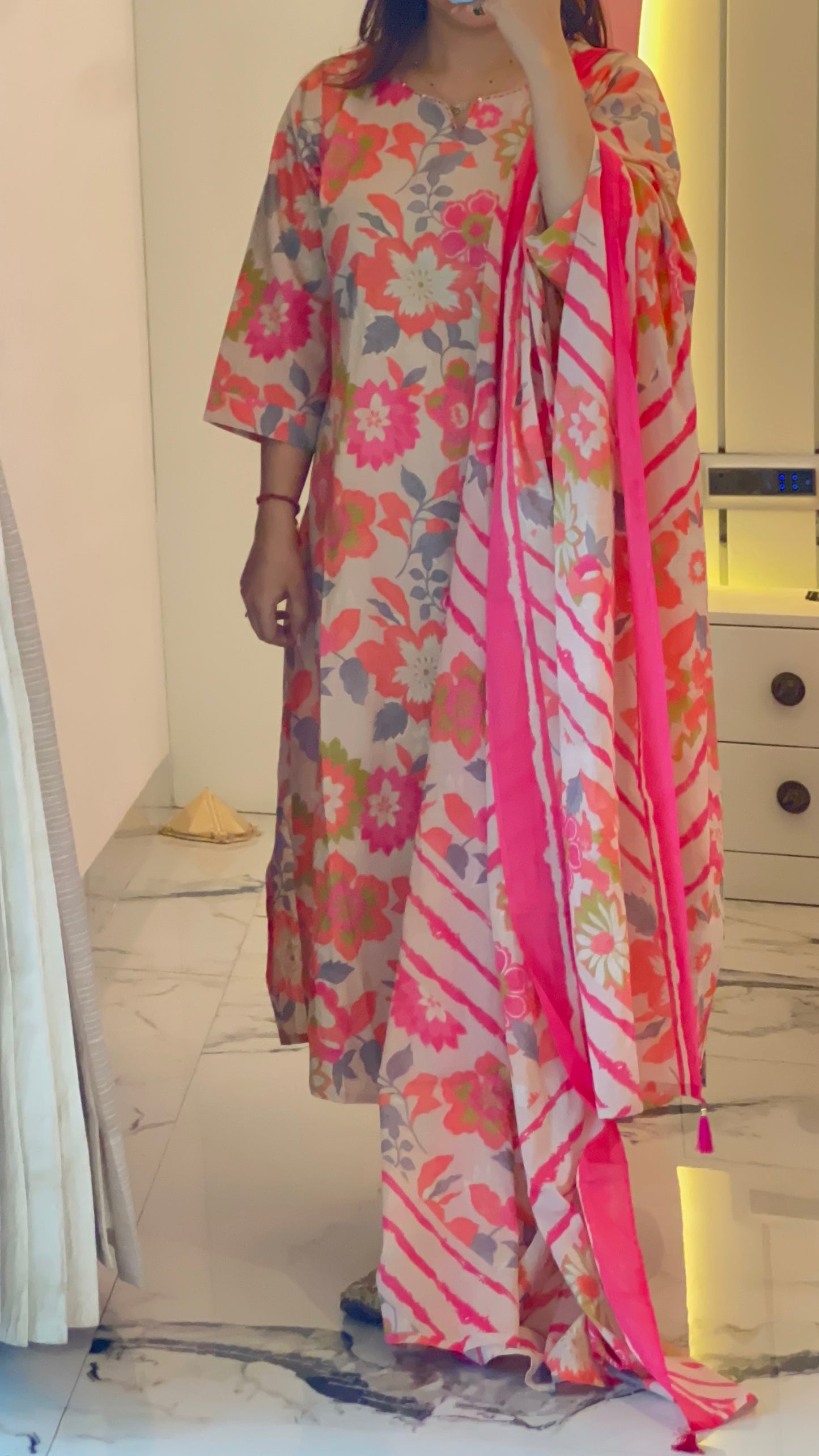 Pure Premium Pink A- Line kurta set with Dupatta(36 to 50)