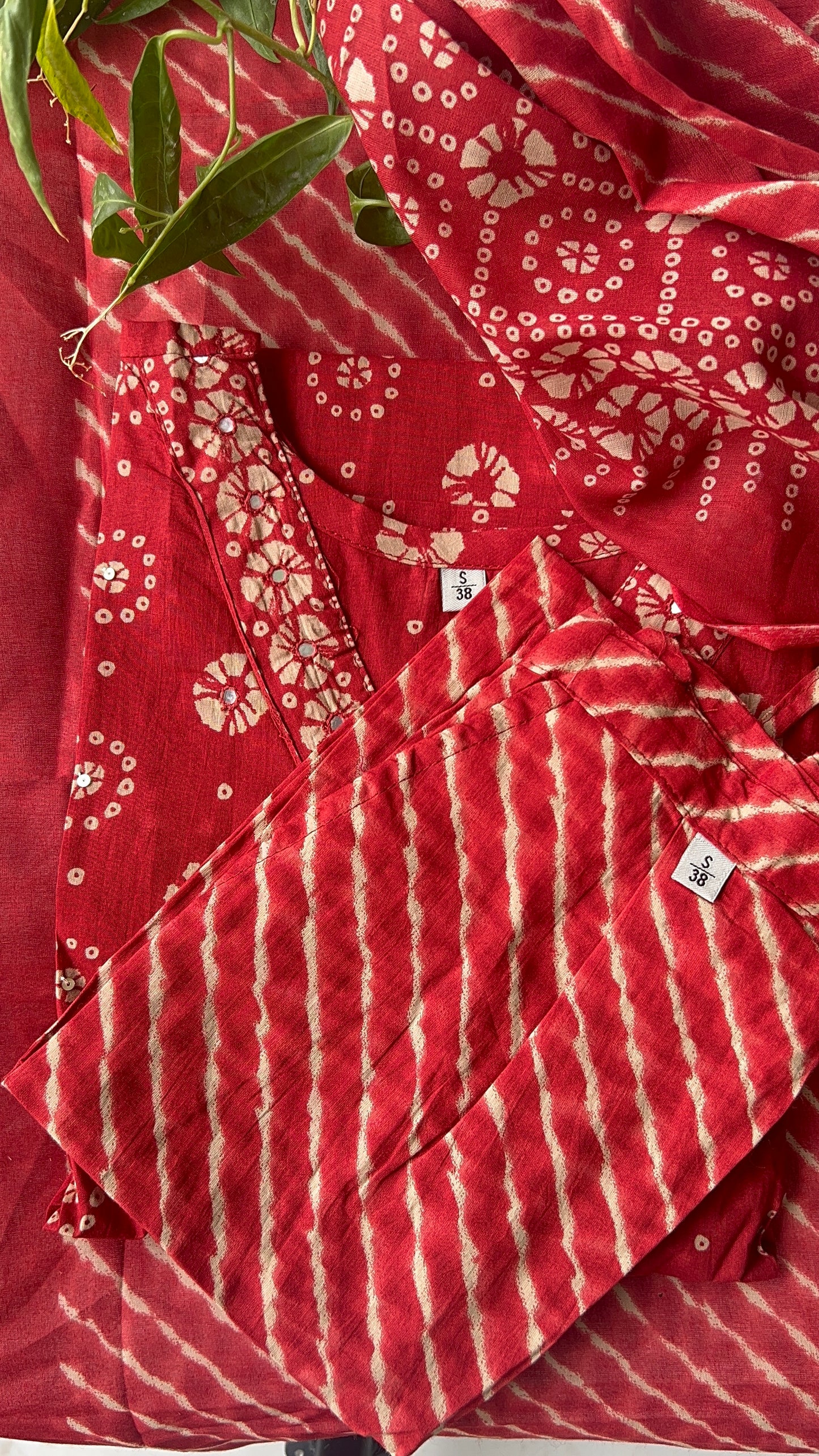 Pure Premium Red Cotton Kurta Set with Dupatta (38 to 52)