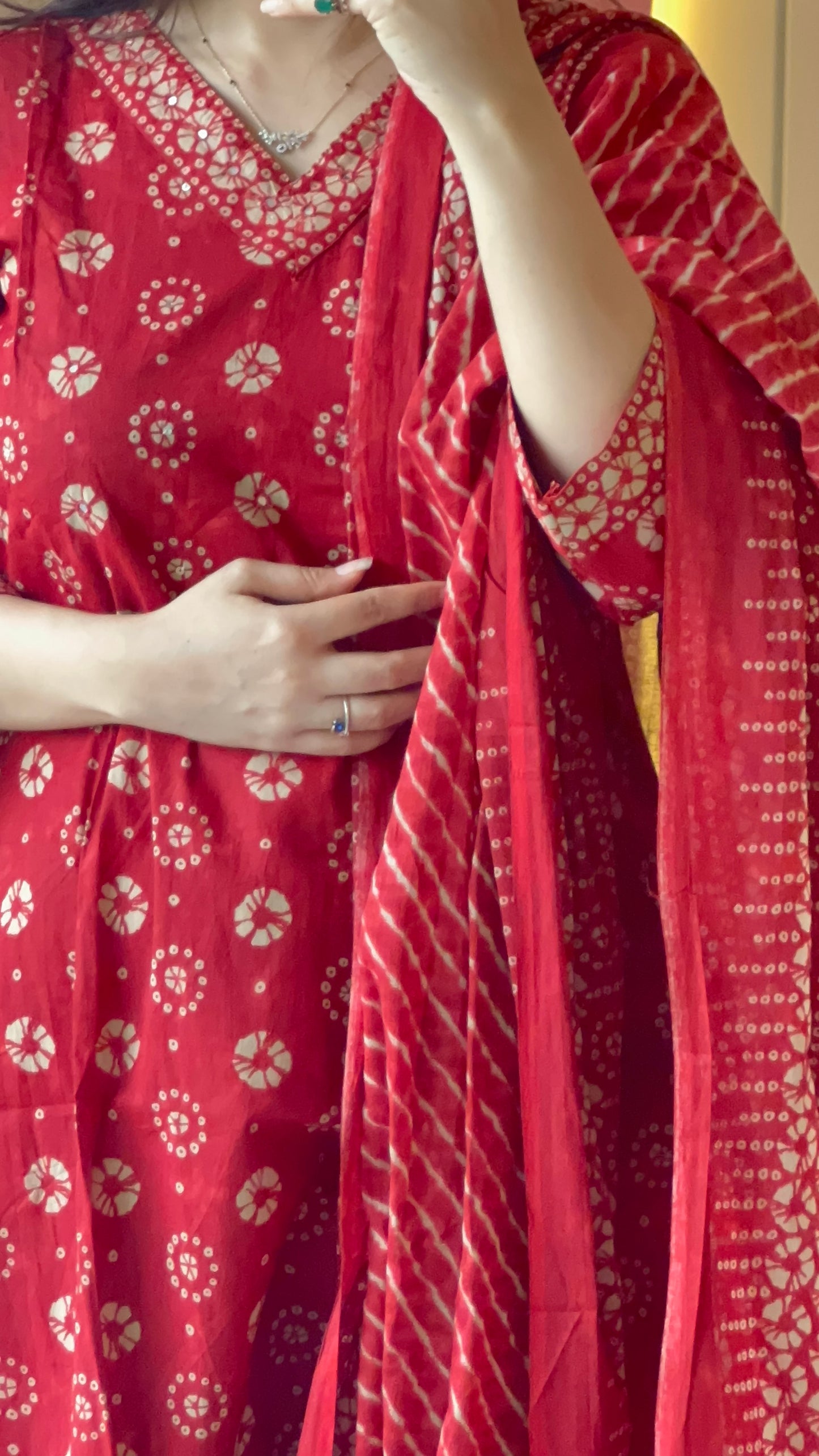 Pure Premium Red Cotton Kurta Set with Dupatta (38 to 52)