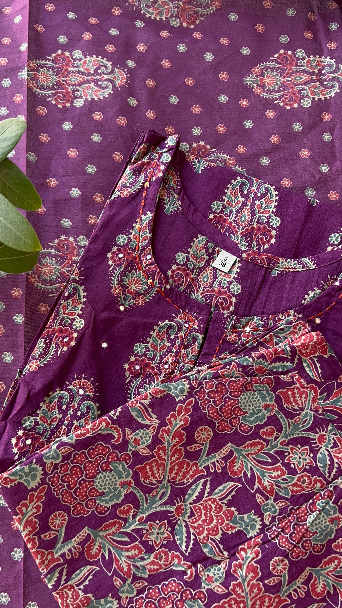 Pure Premium Purple Straight Cotton kurta set with Dupatta (38 to 52)