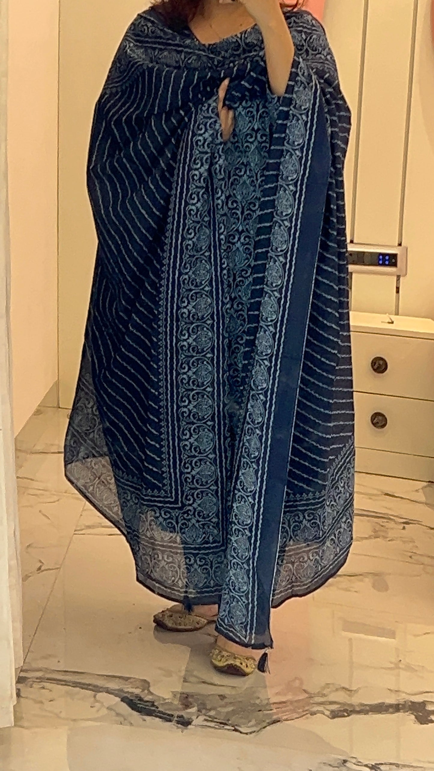 Pure Premium Indigo blue Cotton kurta set with Dupatta (38 to 52)