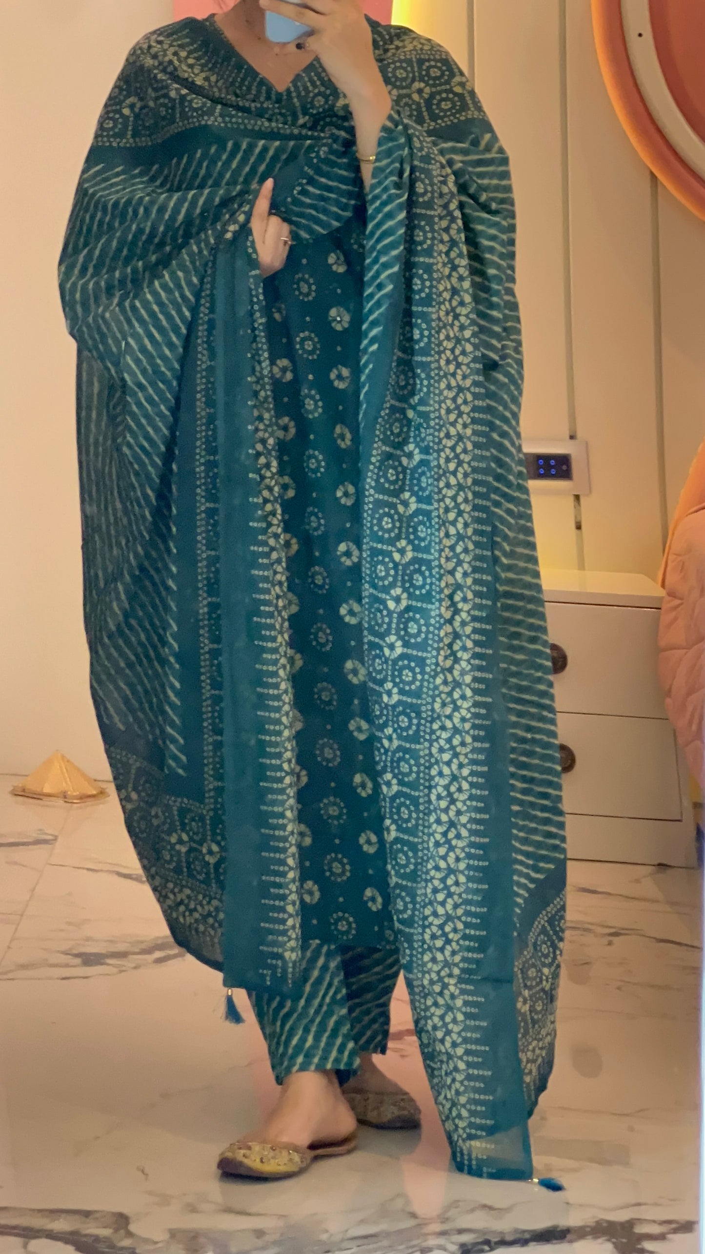 Pure Premium Teal Cotton Kurta Set with Dupatta (38 to 52)