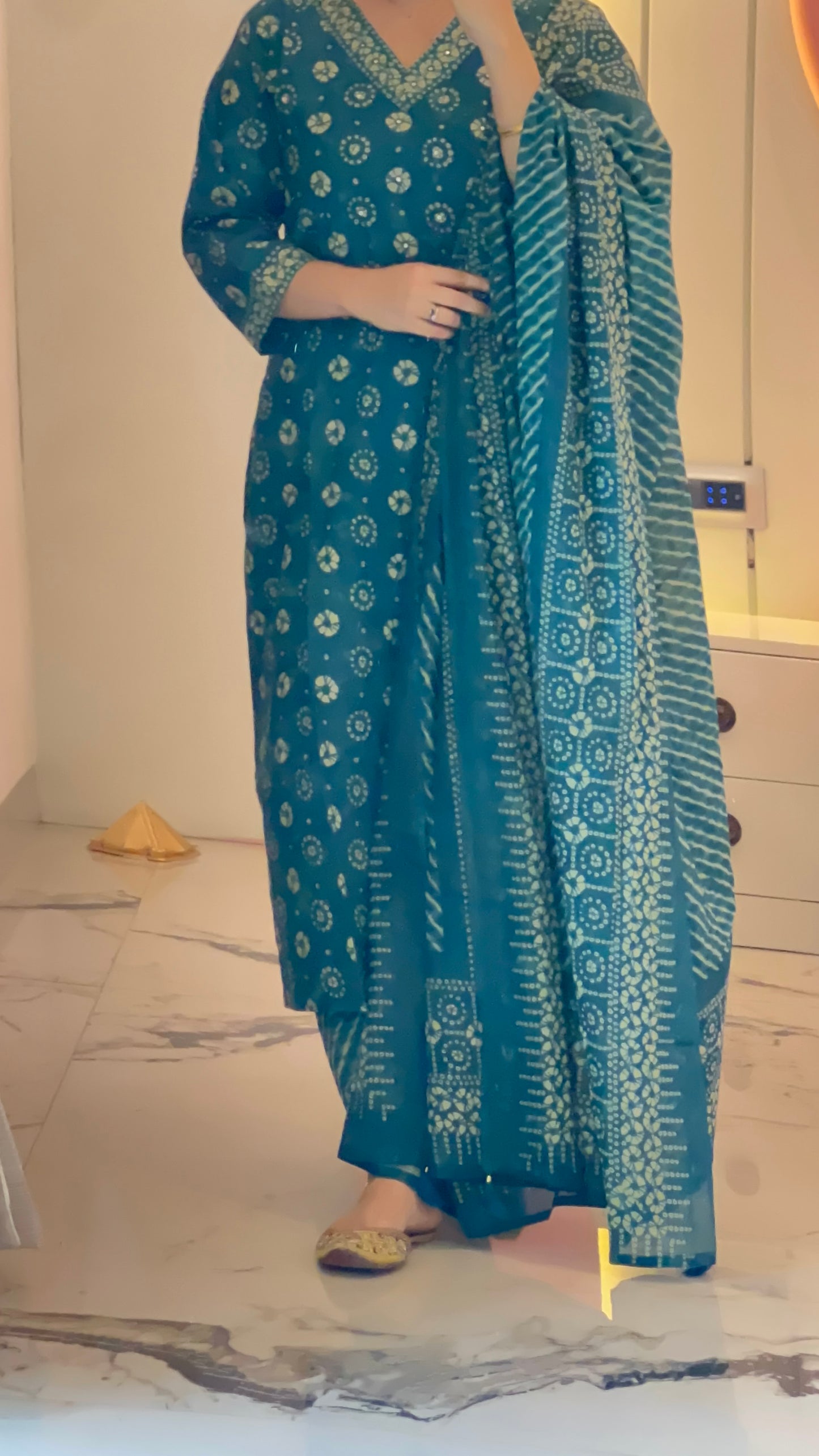 Pure Premium Teal Cotton Kurta Set with Dupatta (38 to 52)