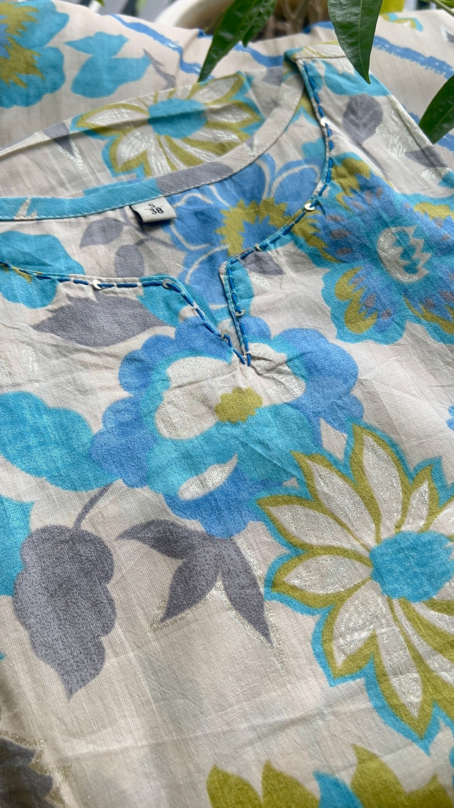 Pure Premium Sky blue A-Line cotton Kurta Set with Dupatta (38 to 50)