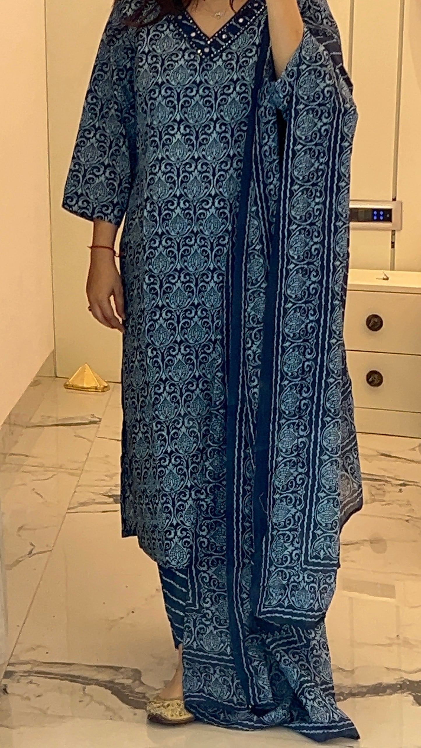 Pure Premium Indigo blue Cotton kurta set with Dupatta (38 to 52)