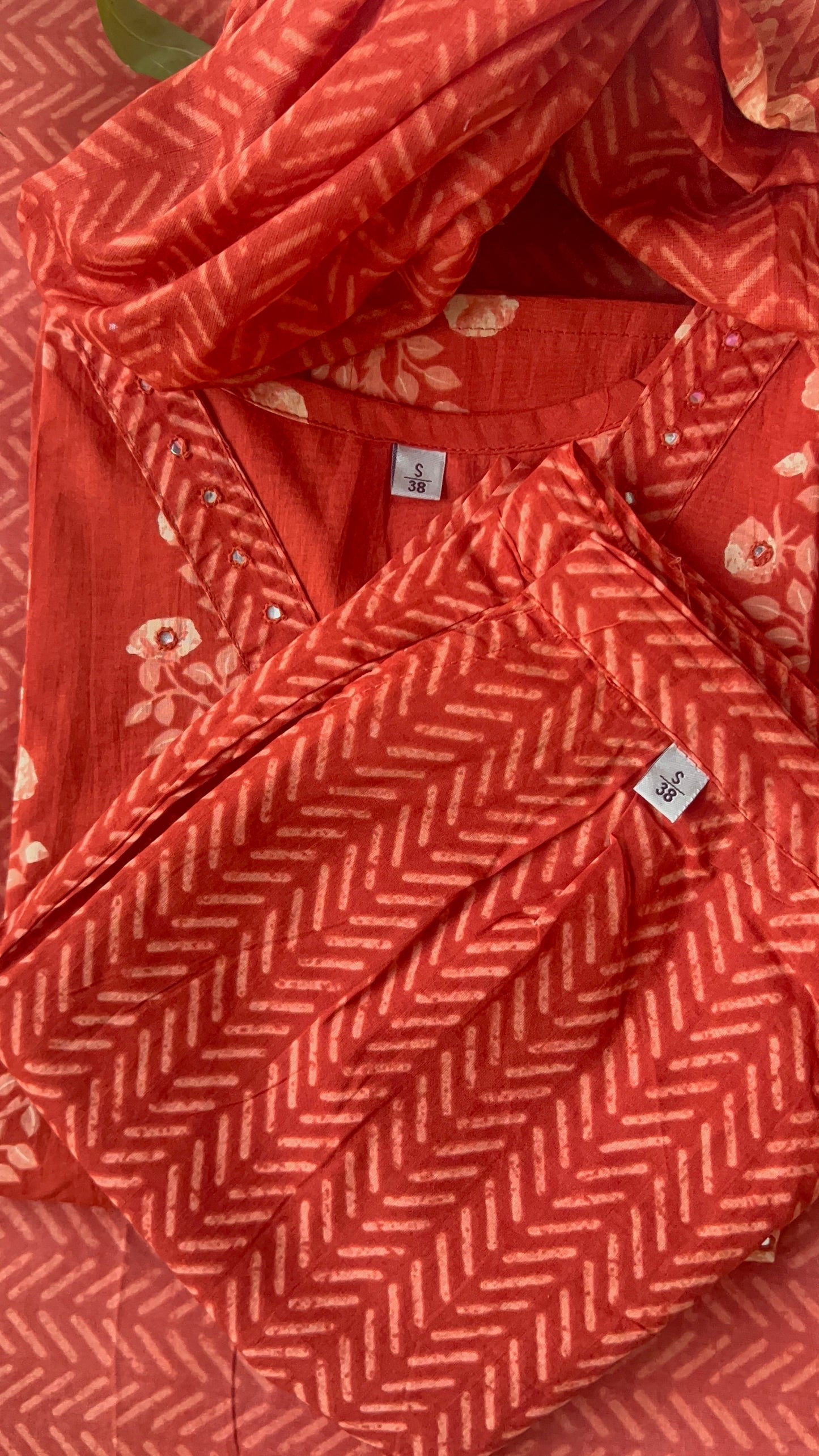 Pure Premium Rust Cotton Kurta Set with Dupatta ( 38 to 52 )