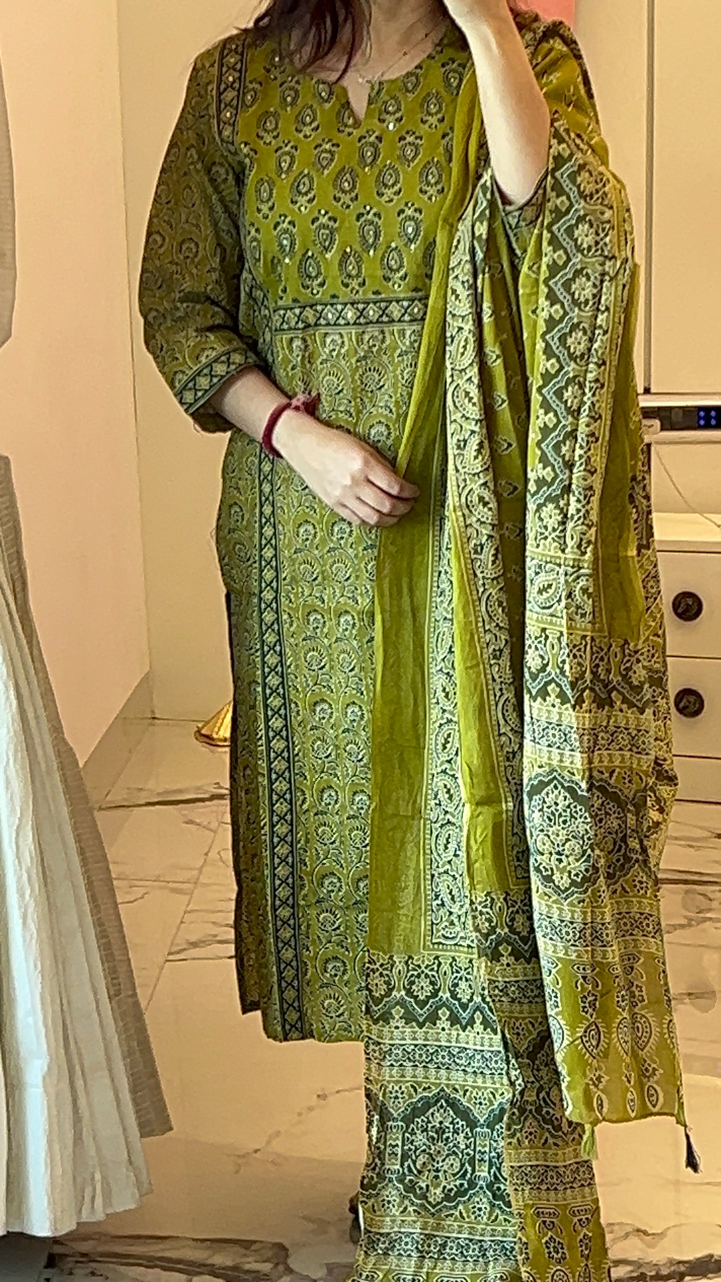 Pure Premium Green Cotton Kurta Set with Dupatta (38 to 46)