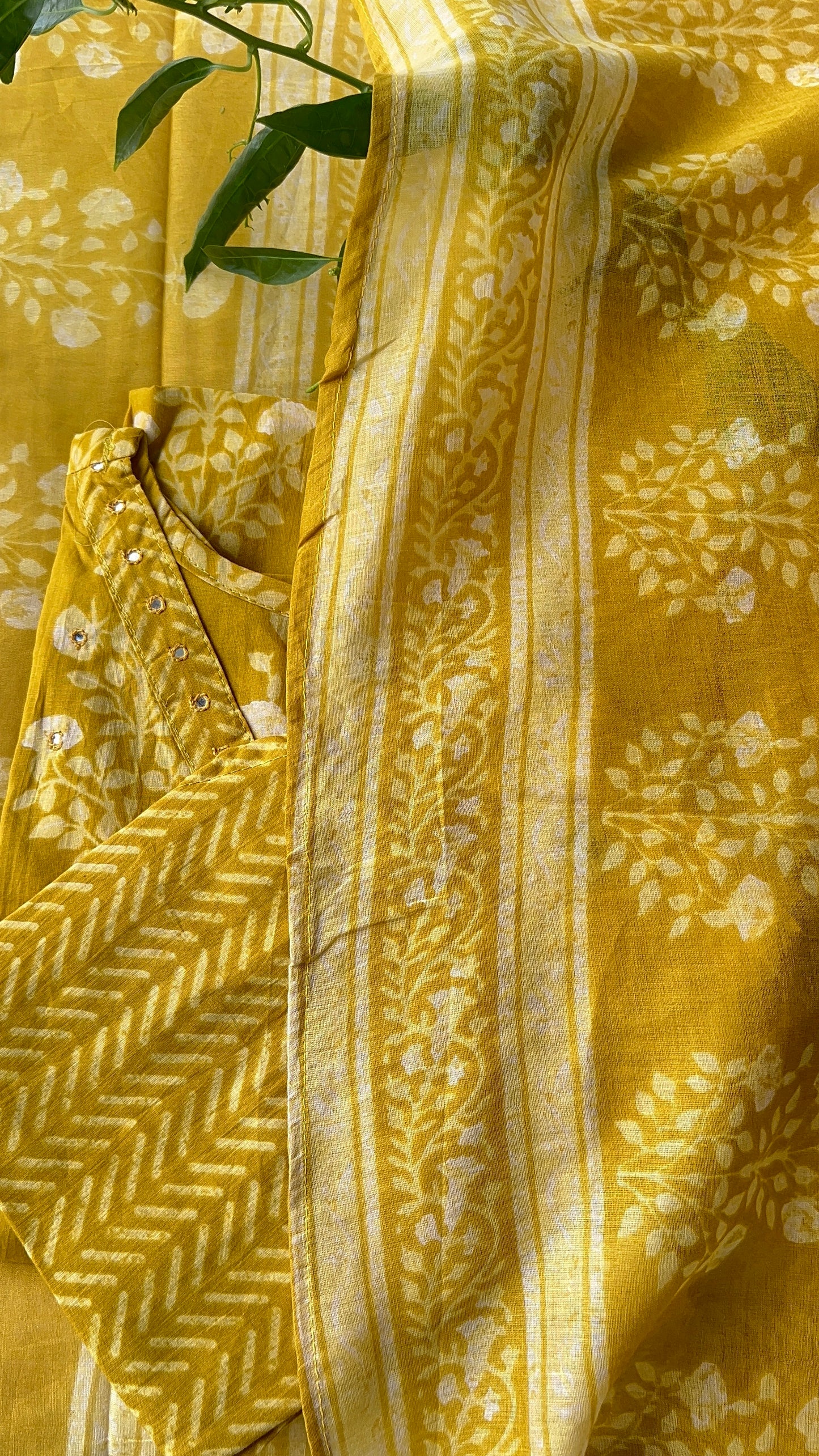 Pure Premium Yellow Cotton Kurta Set with Dupatta (38 to 52)