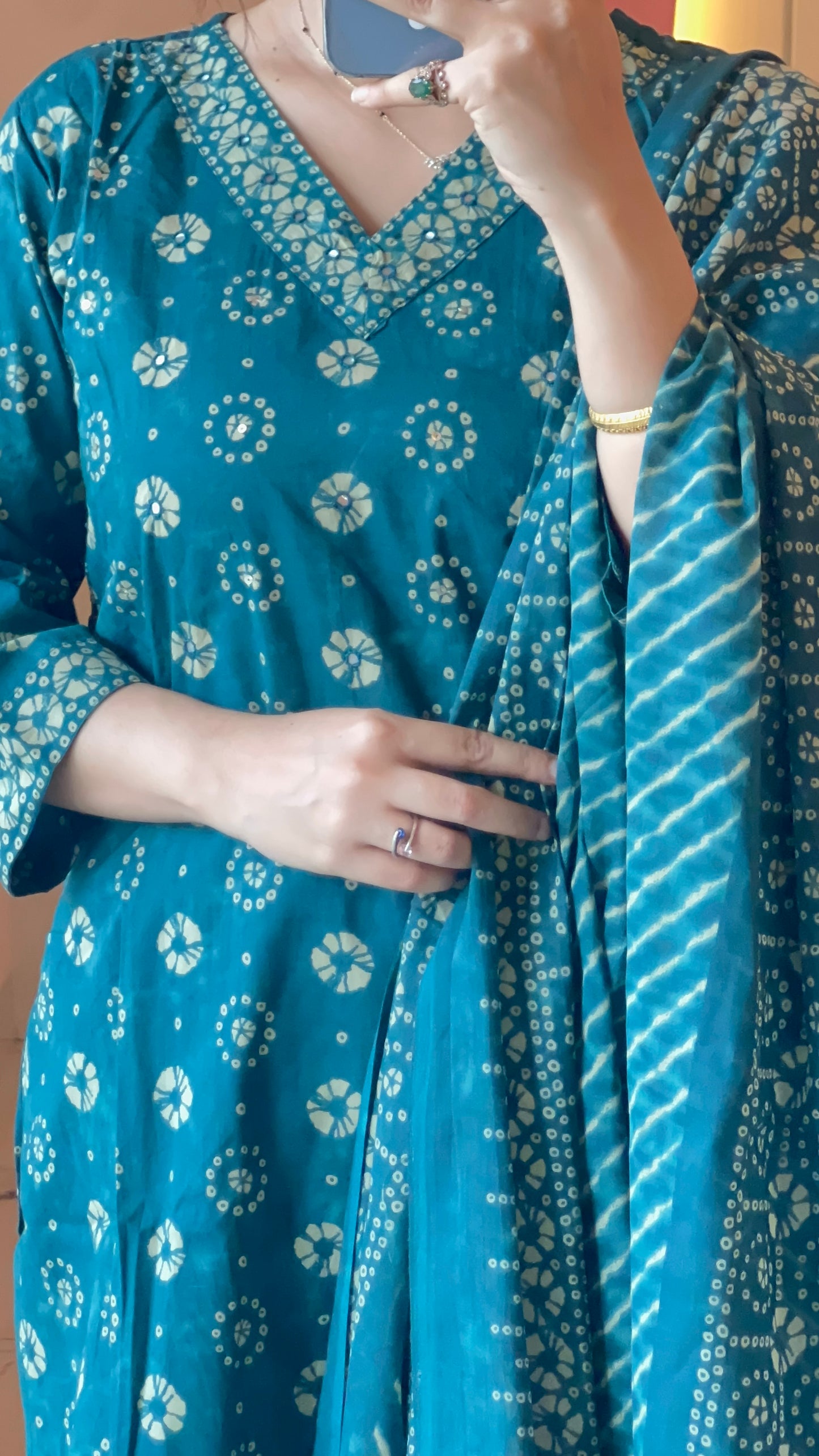 Pure Premium Teal Cotton Kurta Set with Dupatta (38 to 52)