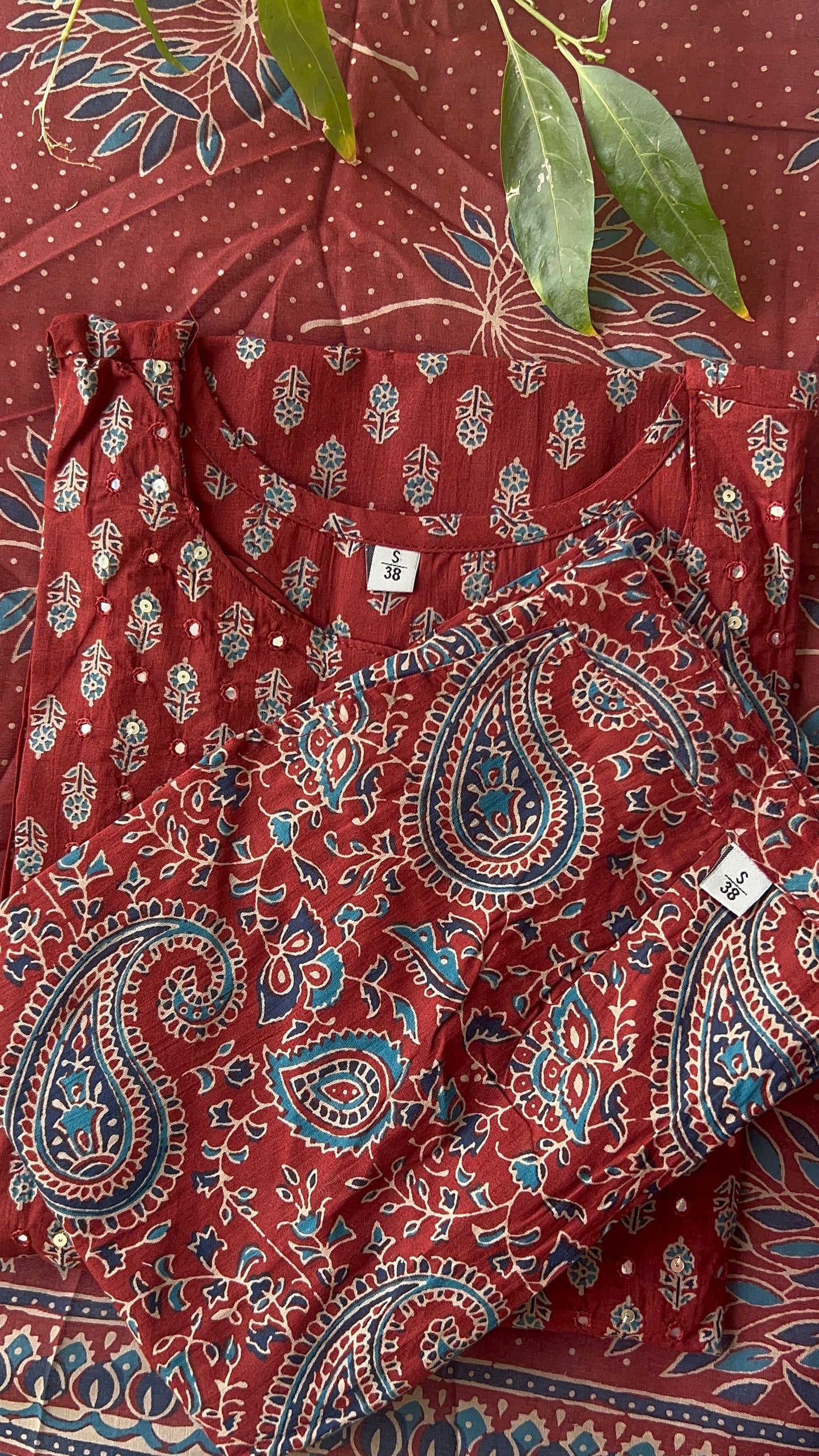 Pure Premium Maroon Cotton Kurta Set with Dupatta (38 to 52)