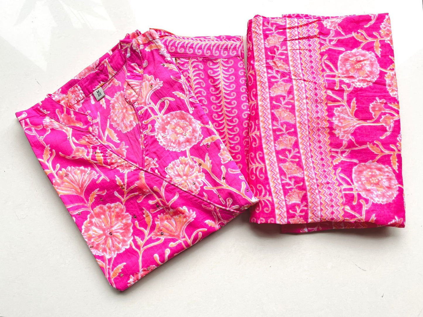 Pure Pink Angarak ha Straight Kurta set with Dupatta ( 38 to 46)