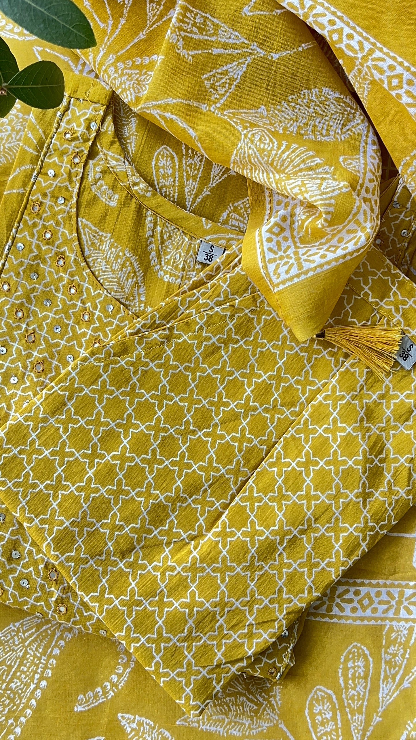 Pure Premium Yellow Cotton kurta set with Dupatta (38 to 52)