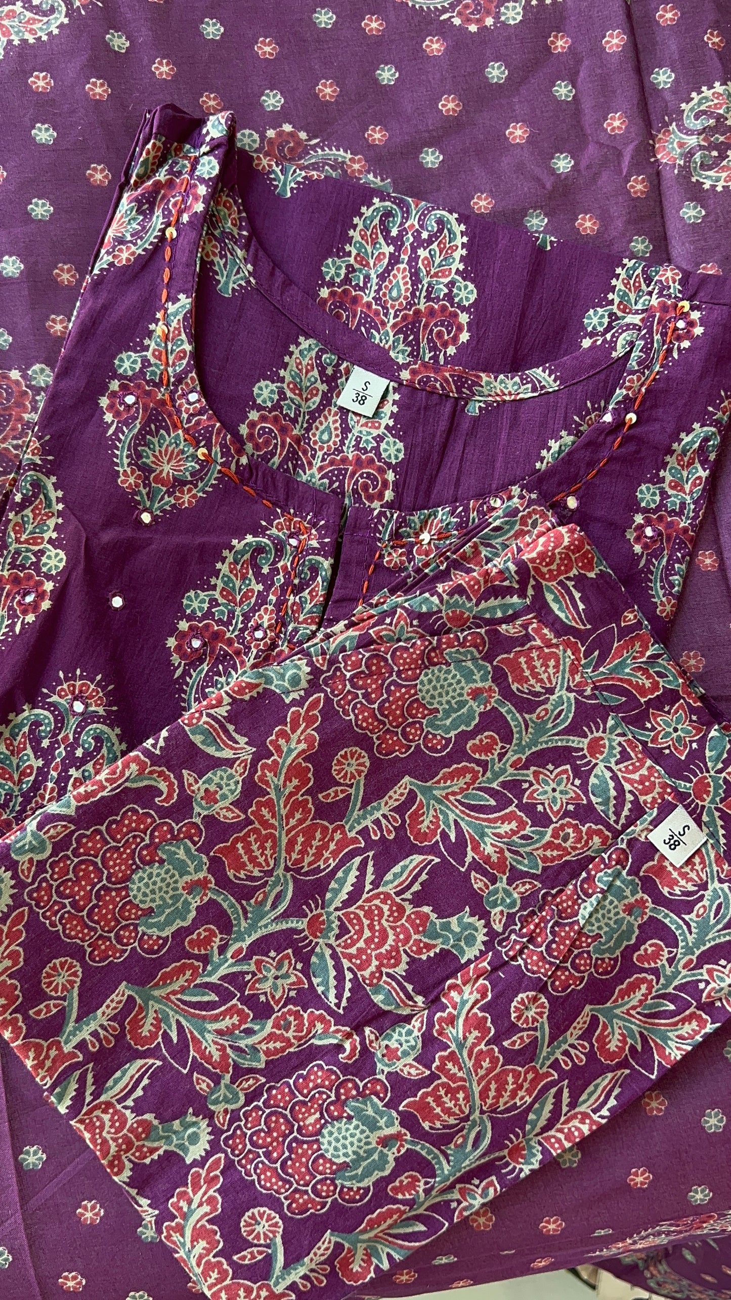 Pure Premium Purple Straight Cotton kurta set with Dupatta (38 to 52)