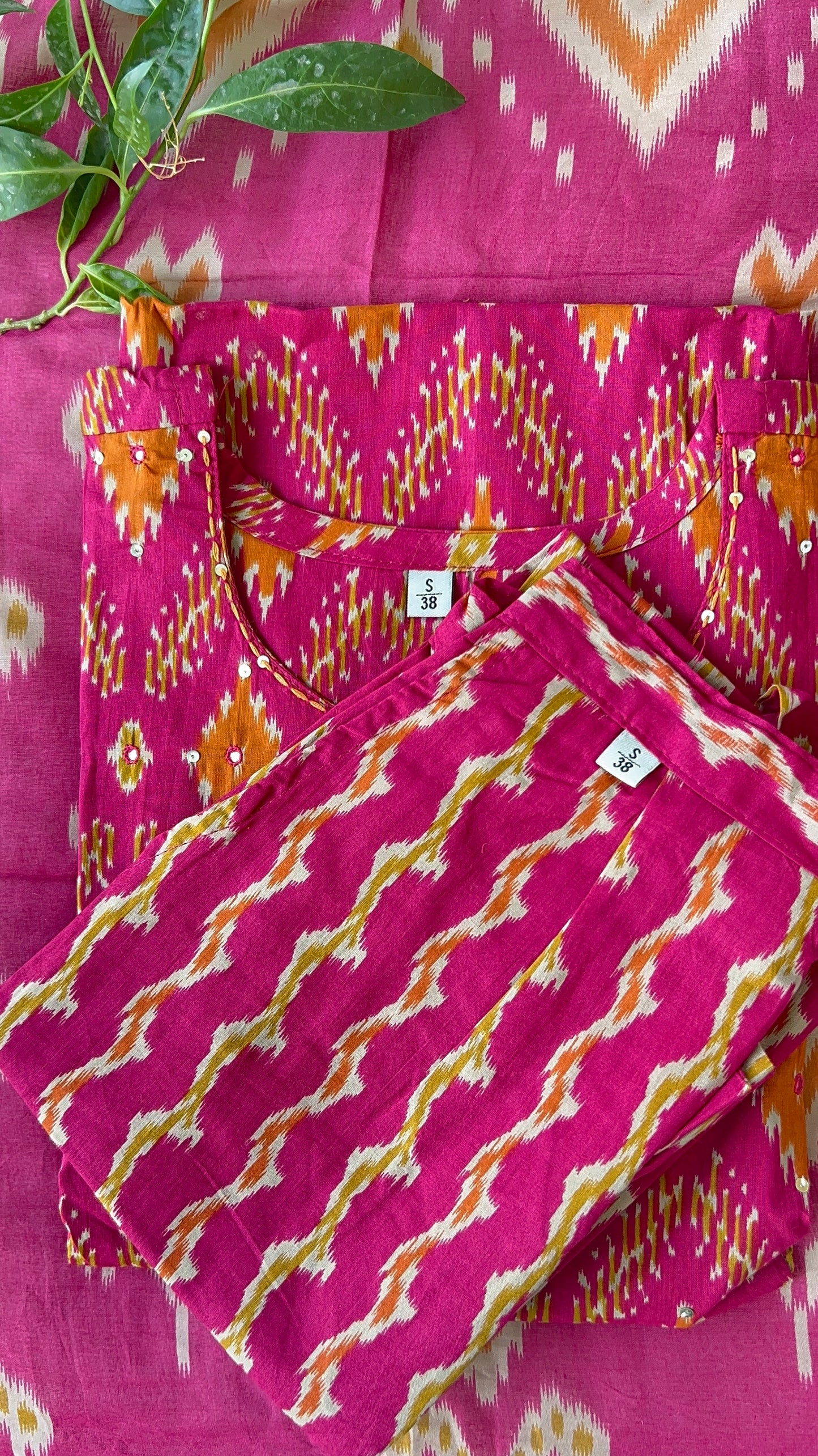 Pure Premium Magenta with Rust Cotton Kurta Set with Dupatta (38 to 52)