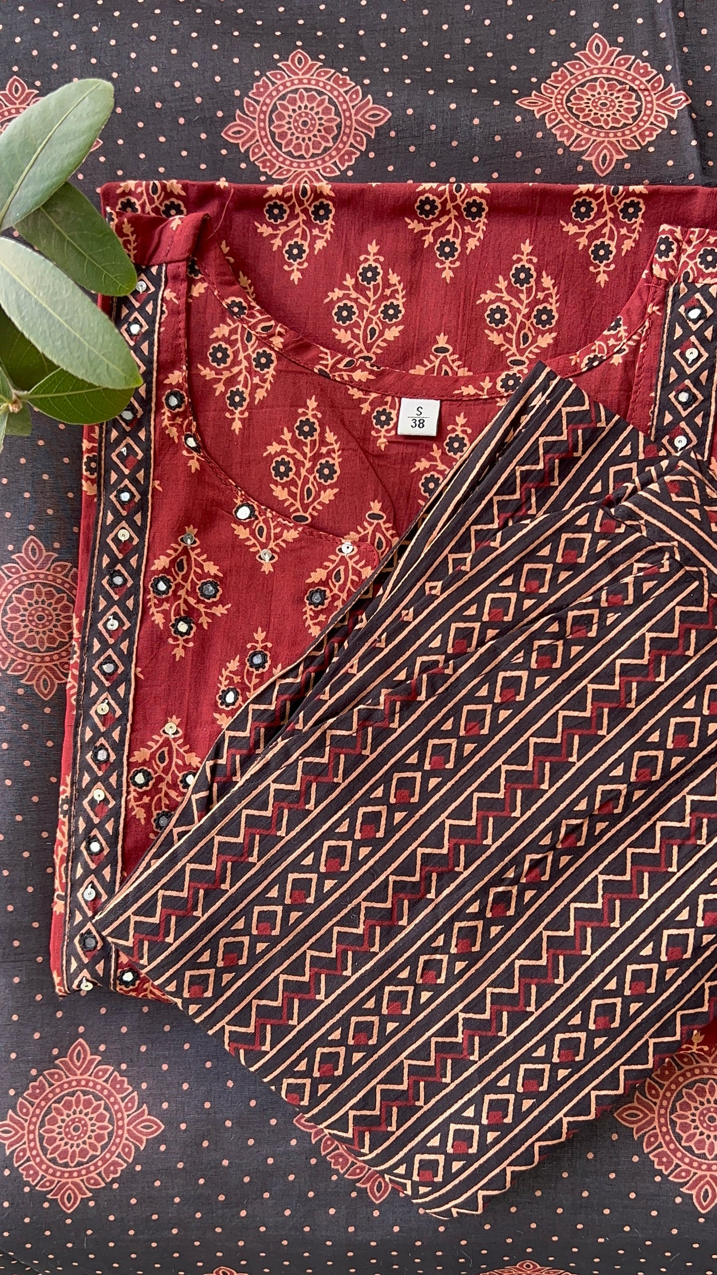 Pure Premium Block Print Maroon kurta set with Dupatta (38 to 52)