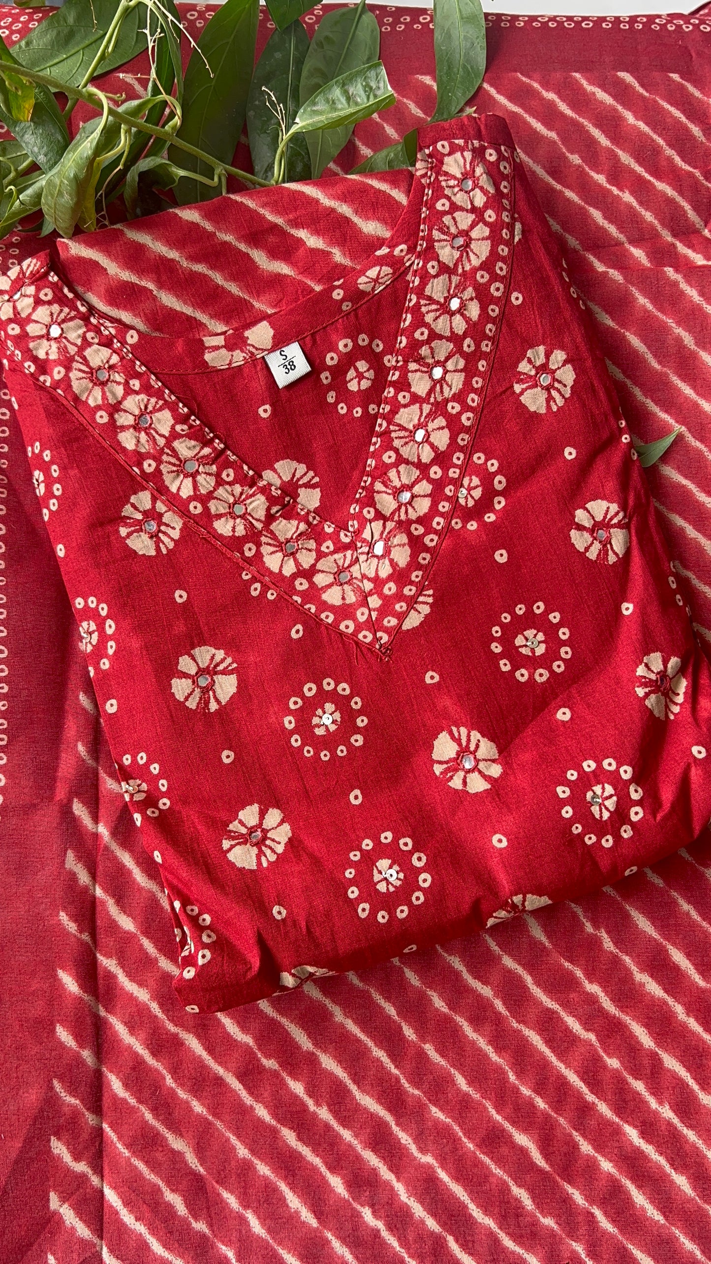 Pure Premium Red Cotton Kurta Set with Dupatta (38 to 52)