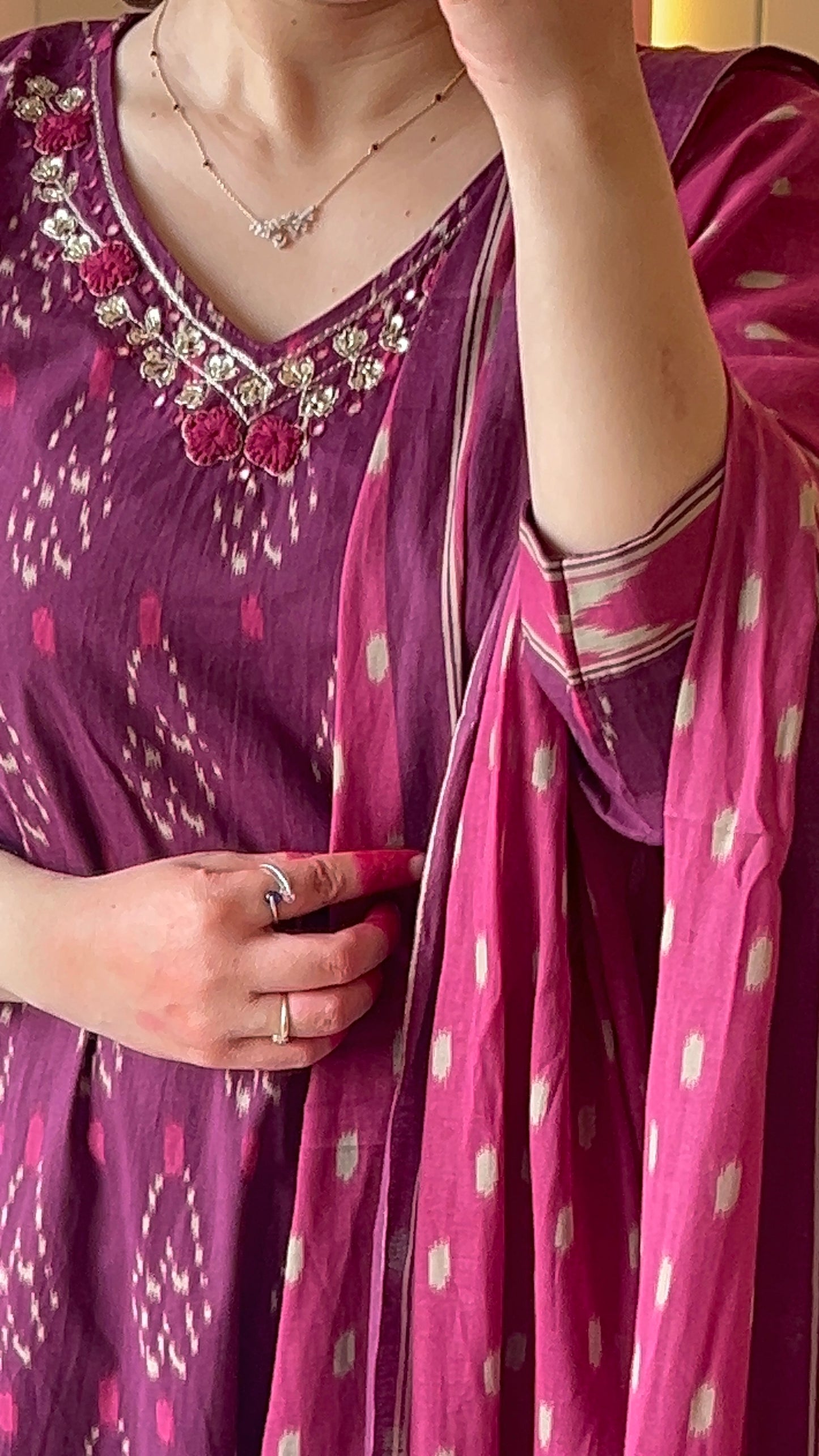 Pure Premium Wine Cotton Kurta Set with Dupatta (38 to 52)