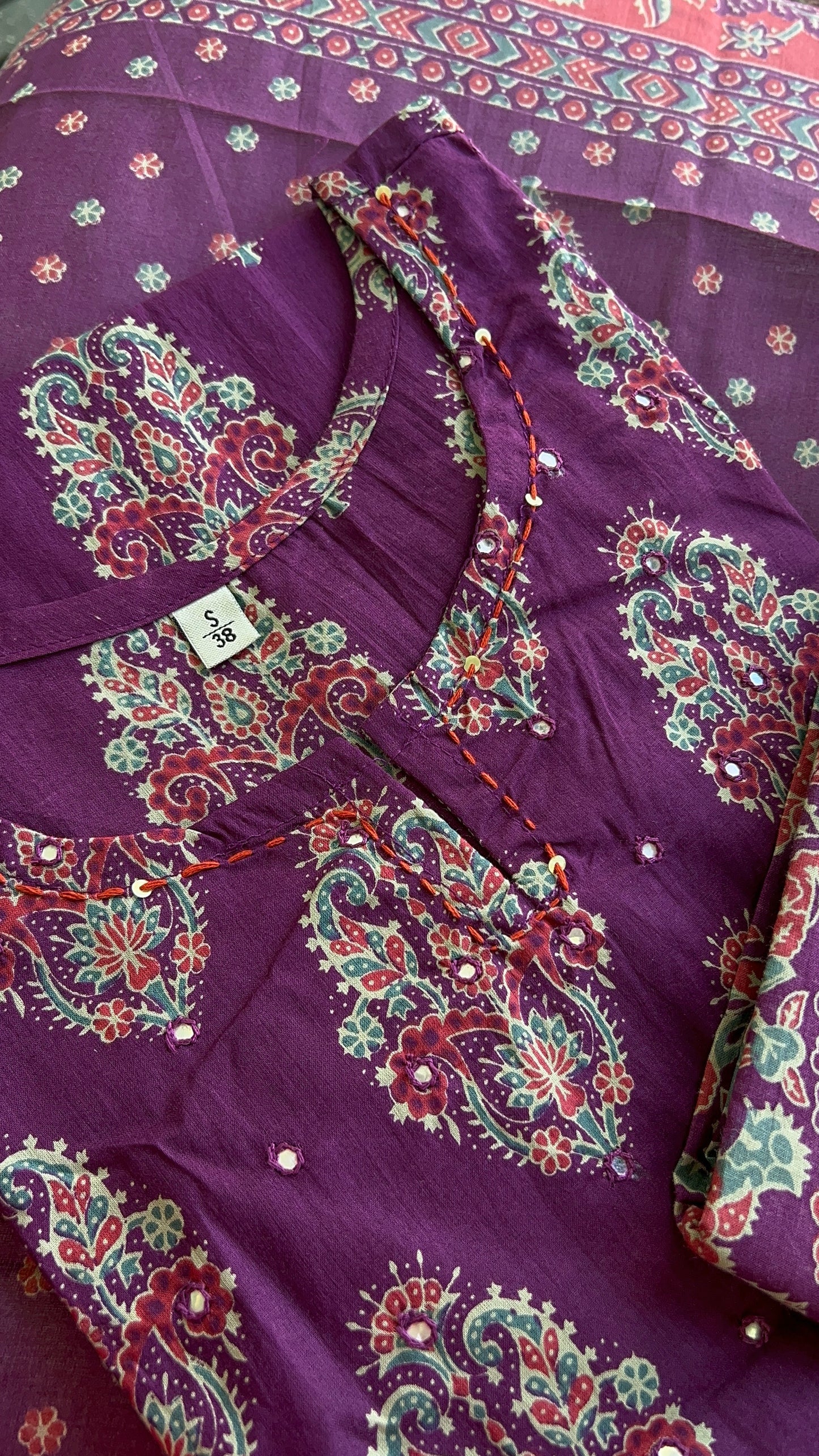 Pure Premium Purple Straight Cotton kurta set with Dupatta (38 to 52)