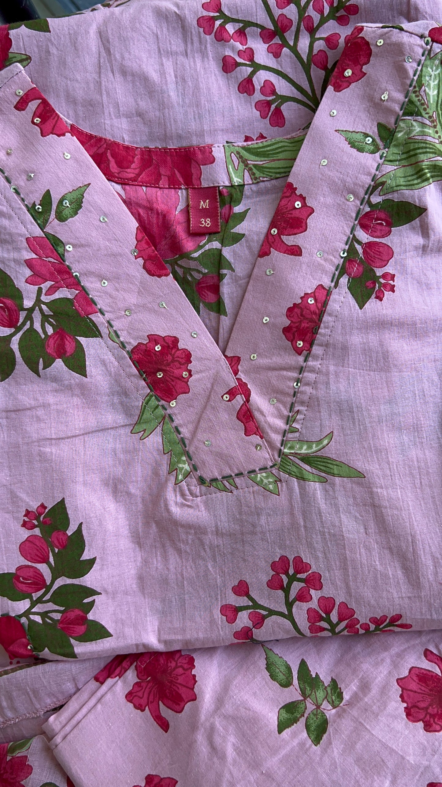Pure Premium Pink Cotton kurta set with Dupatta (38 to 46)