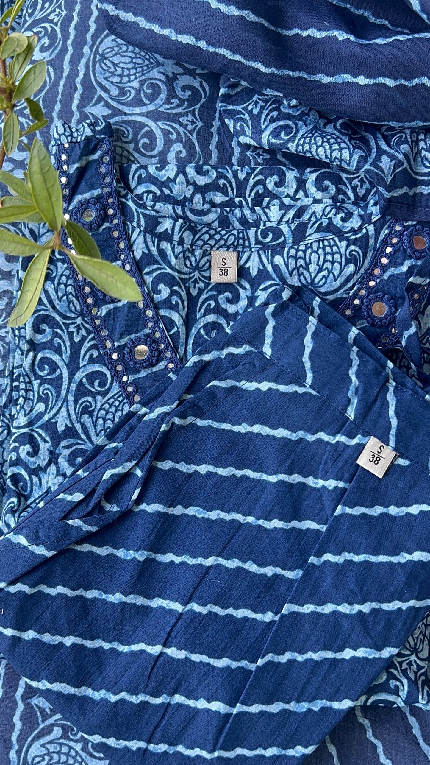 Pure Premium Indigo blue Cotton kurta set with Dupatta (38 to 52)