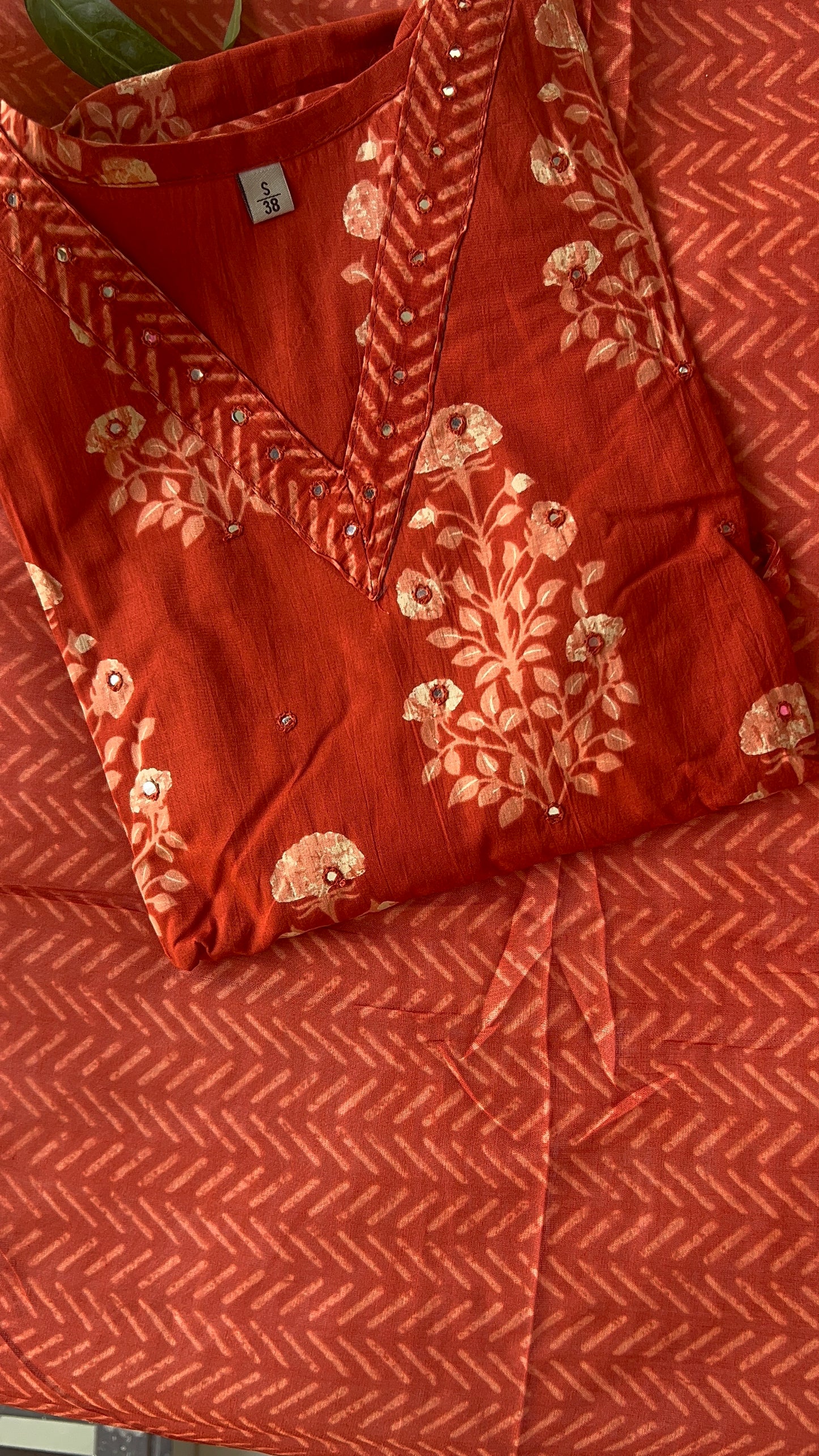 Pure Premium Rust Cotton Kurta Set with Dupatta ( 38 to 52 )