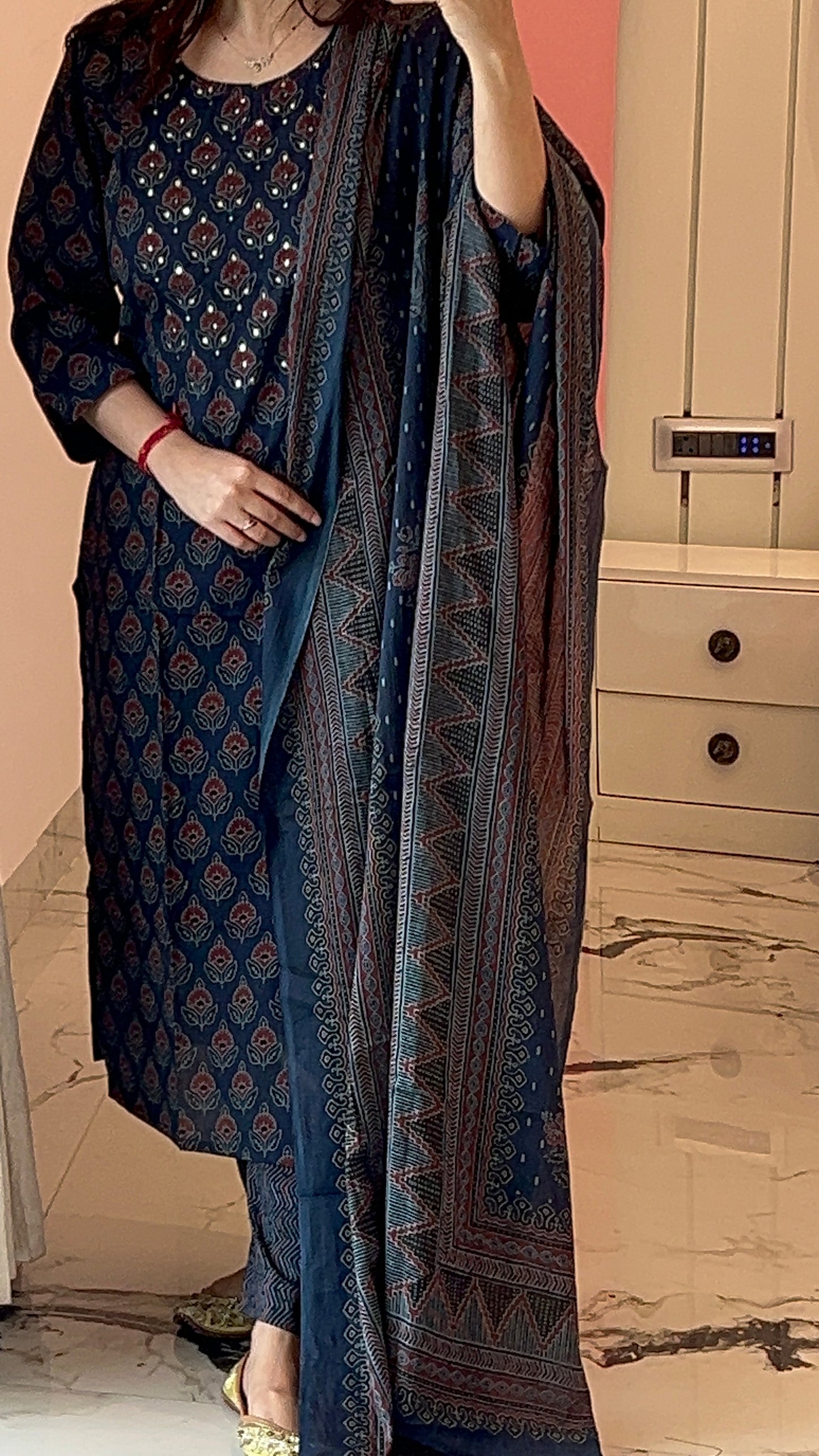 Pure Premium Indigo Blue Cotton kurta Set with Dupatta (38 to 52)