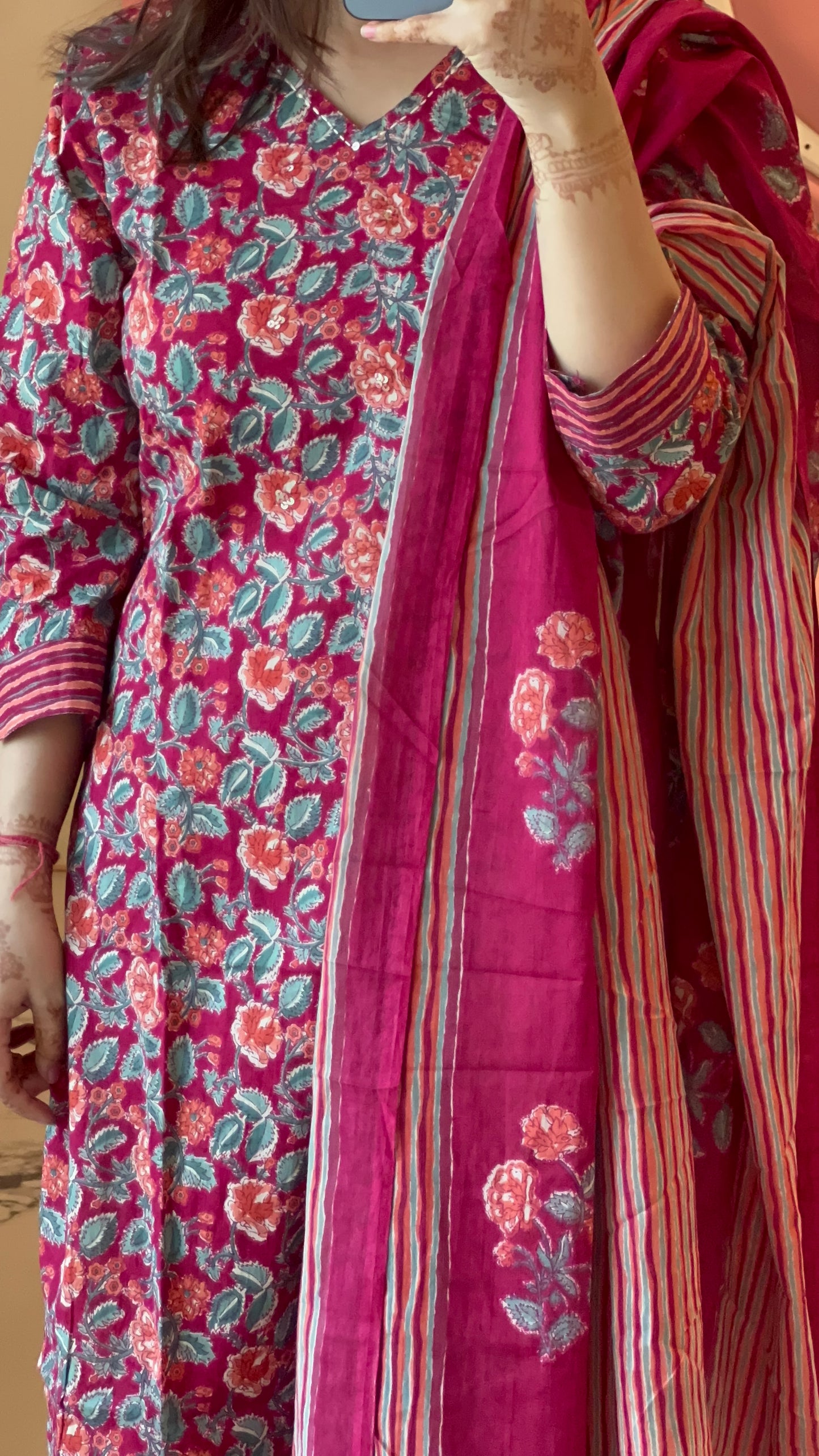 Pure Premium Pink Cotton Kurta Set with Dupatta (38 to 52)