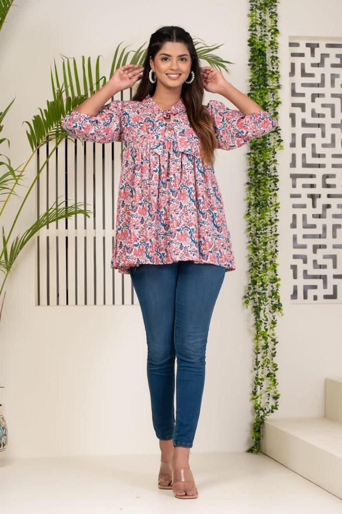 Pink frill top