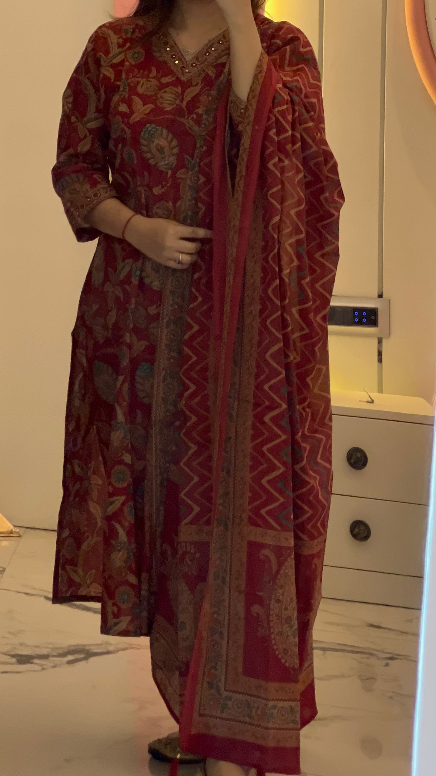 Pure Premium Maroon Cotton Straight Kurta set with Dupatta (38 to 52)