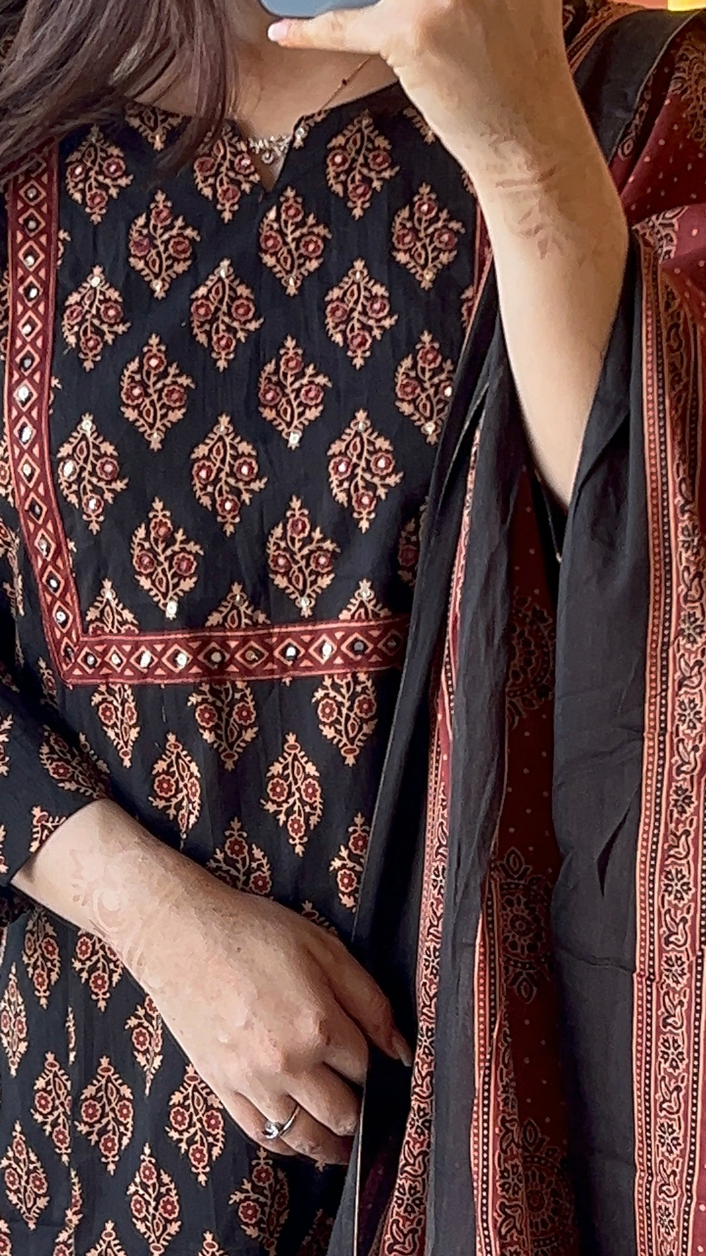 Pure Premium Black Butti Print Cotton kurta Set with Dupatta (38 to 52)
