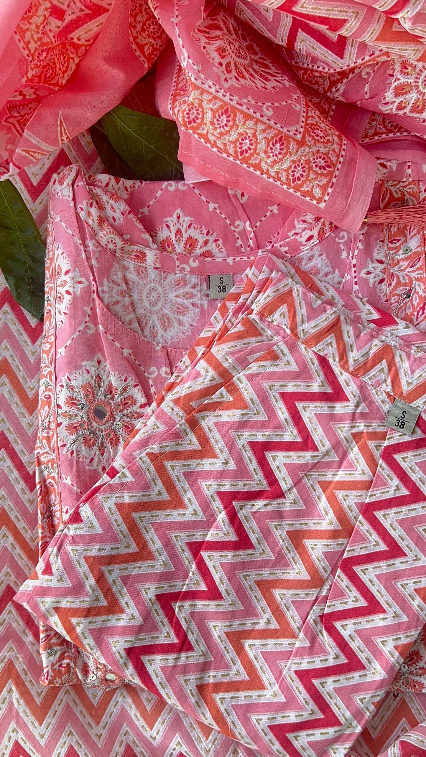 Pure Premium Light Pink Cotton Kurta Set with Dupatta ( 38 to 46)