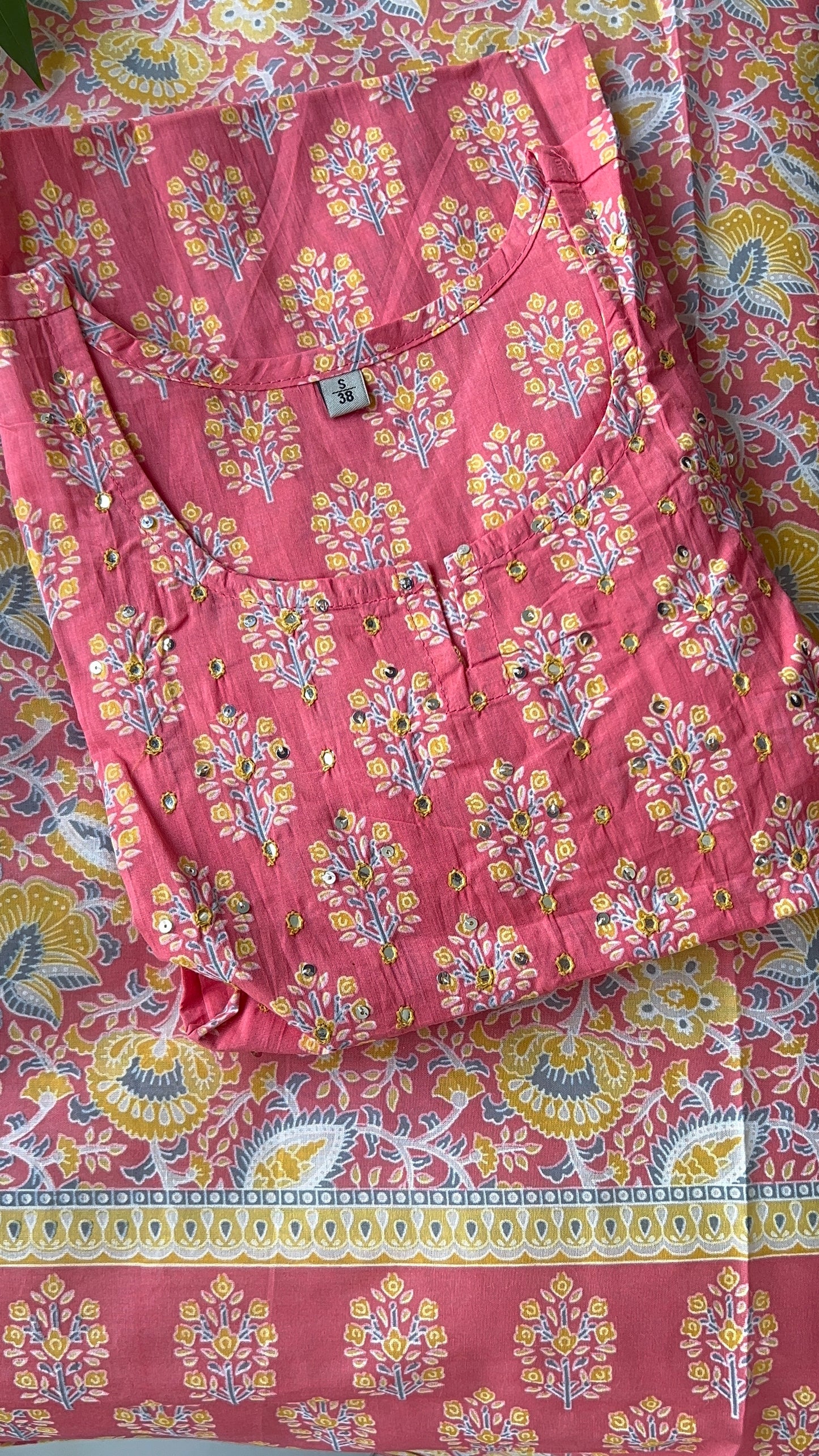 Pure Premium Peach Cotton kurta Set with Dupatta (38 to 52)