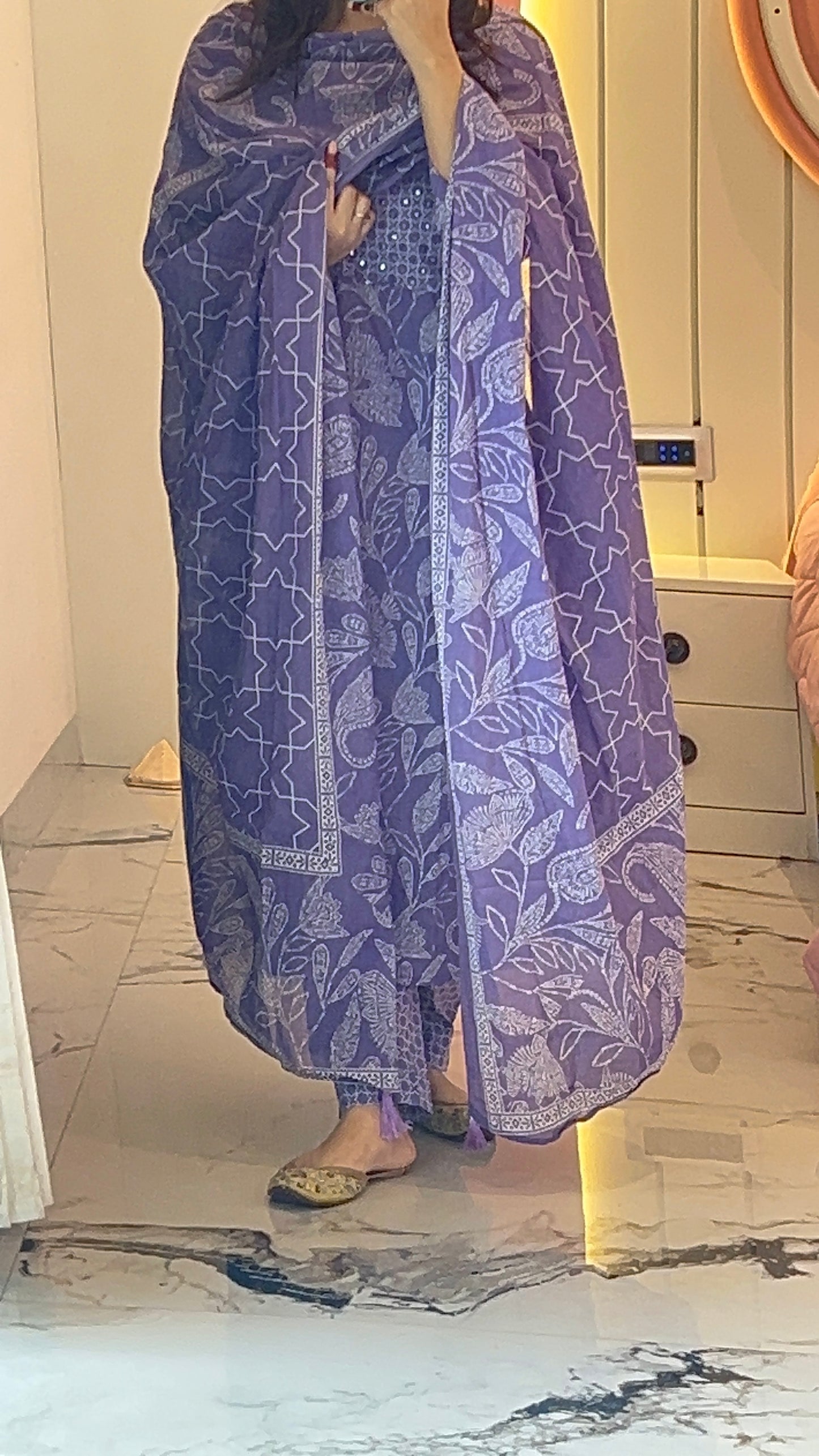 Pure Premium Lavender Cotton kurta Set with Dupatta (38 to 52)