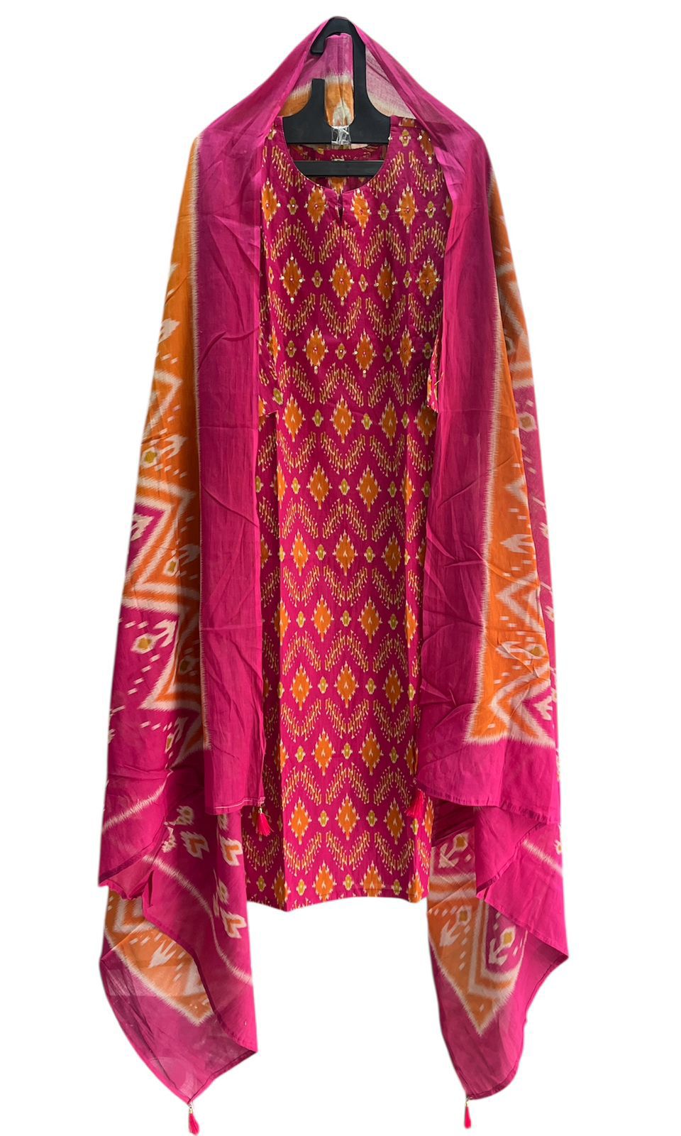 Pure Premium Magenta with Rust Cotton Kurta Set with Dupatta (38 to 52)
