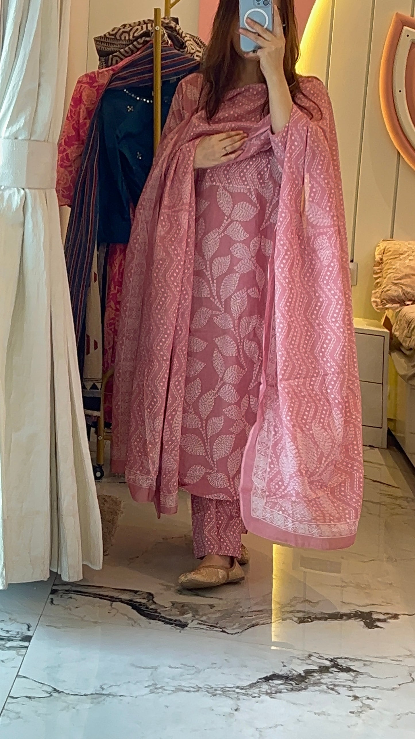 VGANG Onion Pink Cotton Kurta Set with Dupatta (38 to 52)