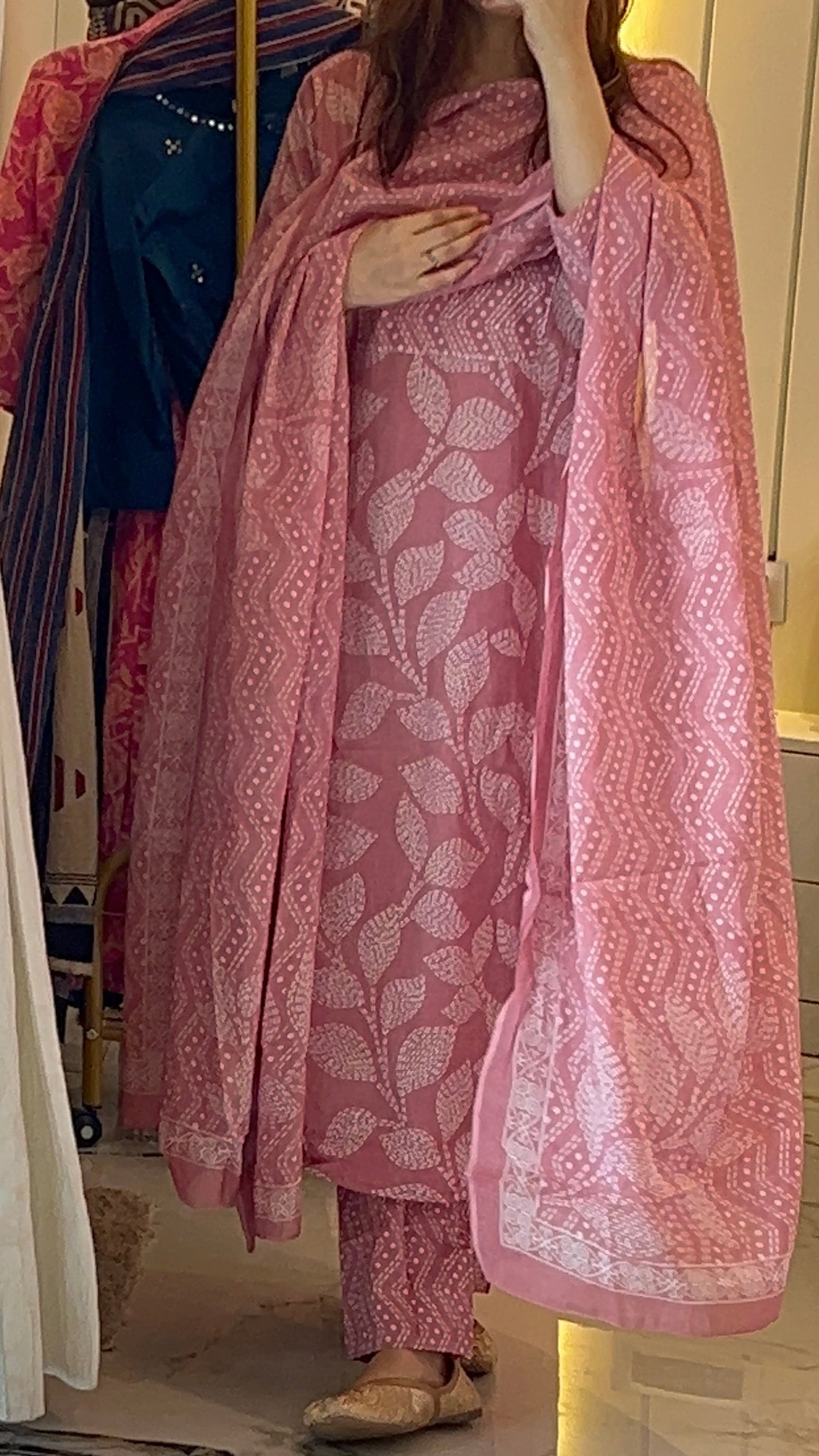 VGANG Onion Pink Cotton Kurta Set with Dupatta (38 to 52)