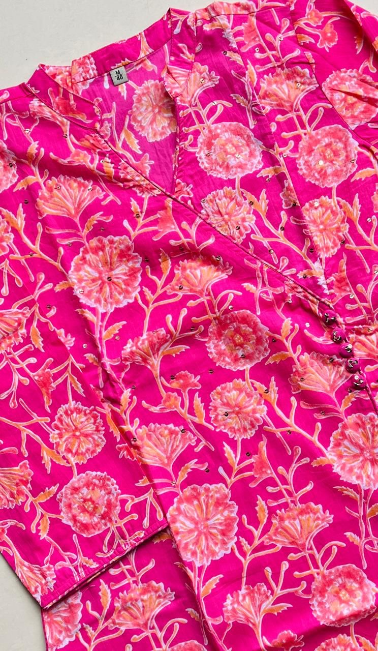 Pure Pink Angarak ha Straight Kurta set with Dupatta ( 38 to 46)