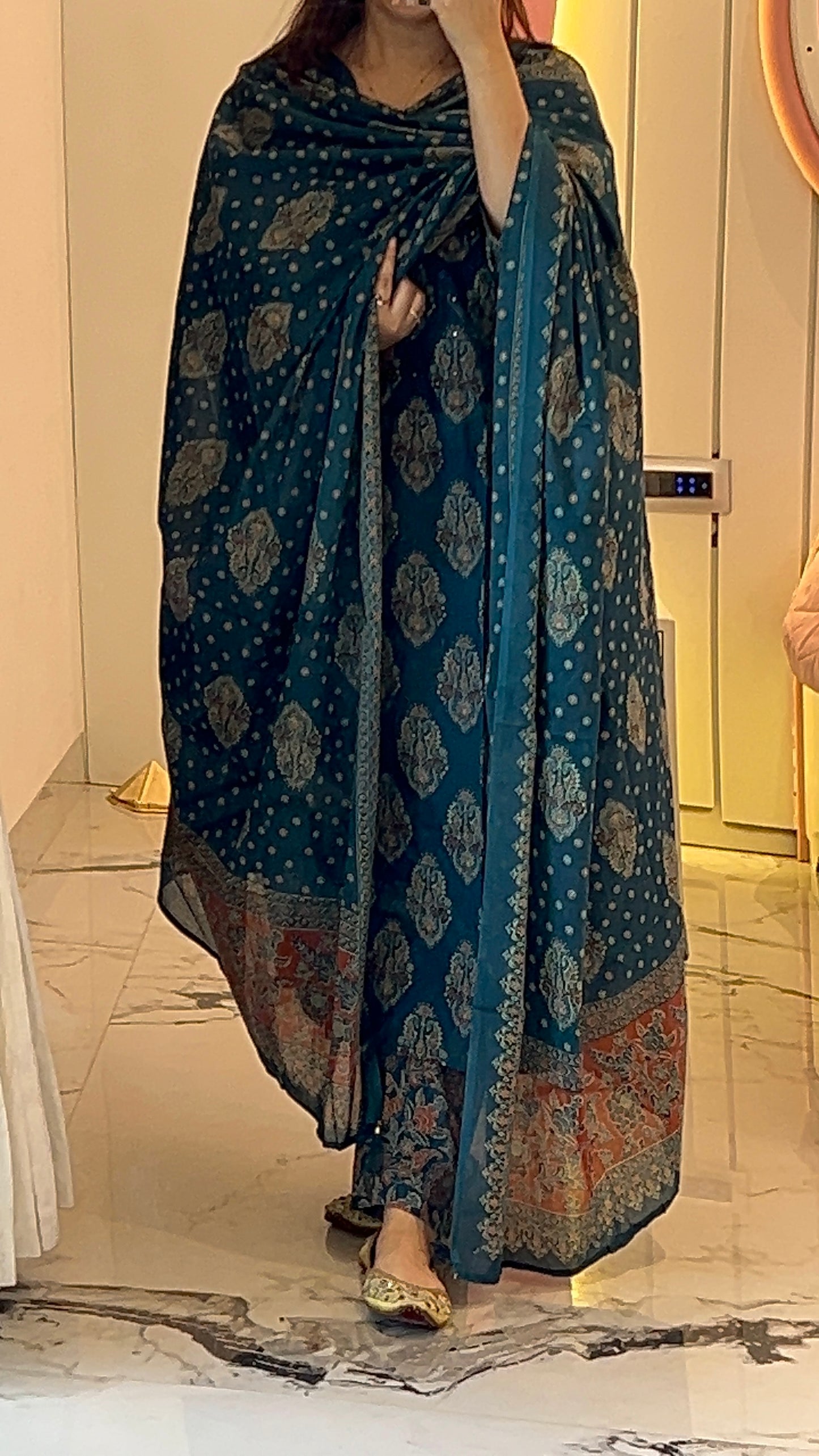 Pure Premium teal Blue Cotton kurta set with dupatta (38 to 52)