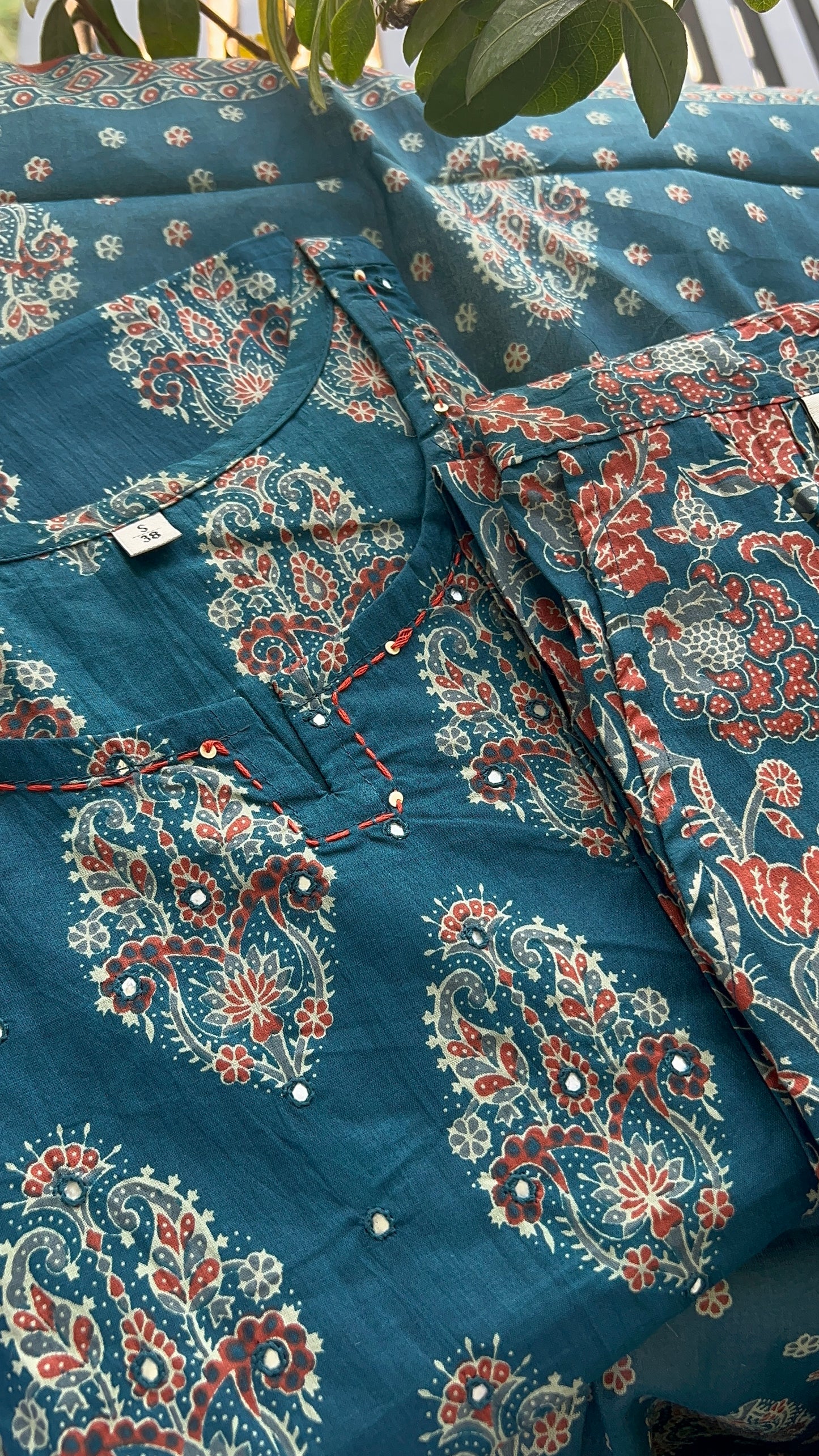 Pure Premium teal Blue Cotton kurta set with dupatta (38 to 52)