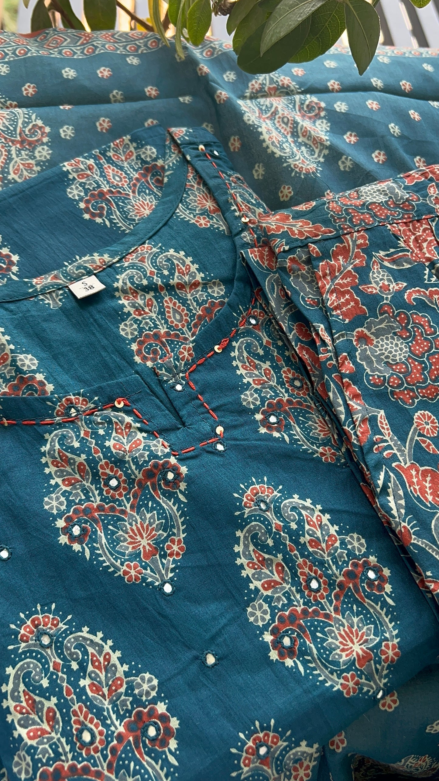 Pure Premium teal Blue Cotton kurta set with dupatta (38 to 52)