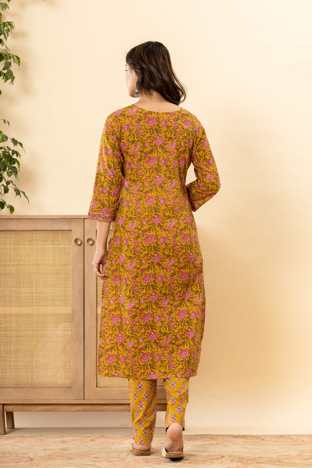 Mustard yellow kurta set with Duppta
