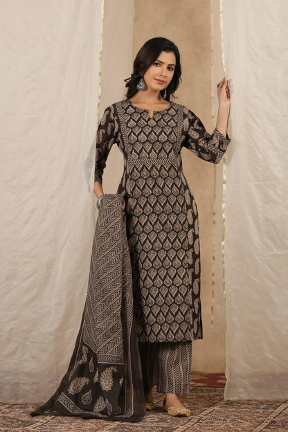 Ajrak Print kurti set with Duptta