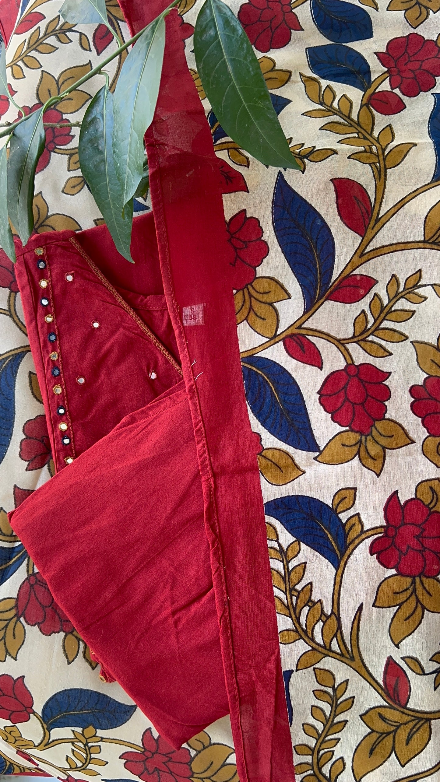 Vgang Red Slub Cotton kurta Set with Dupatta(38 to 56)