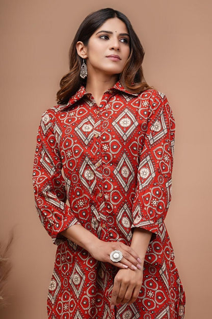 Rust printed Short kurti