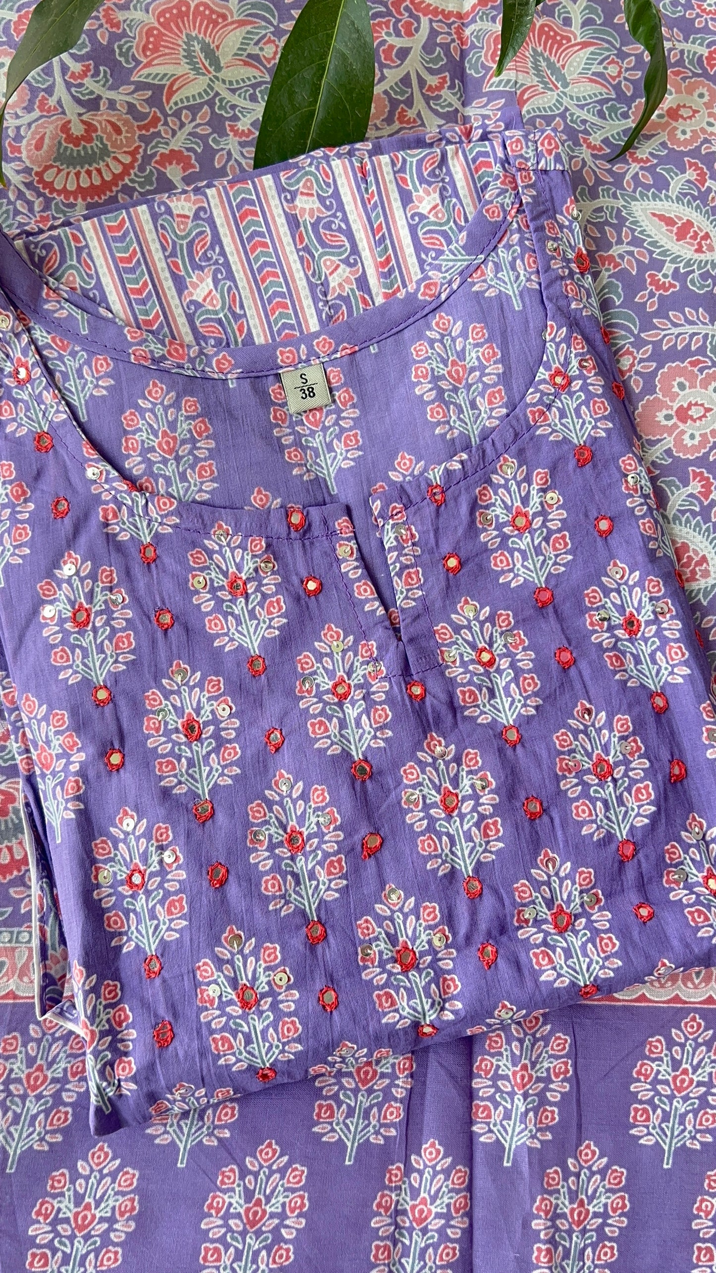 VGANG Lavender Cotton kurta Set with Dupatta (38 to 52)