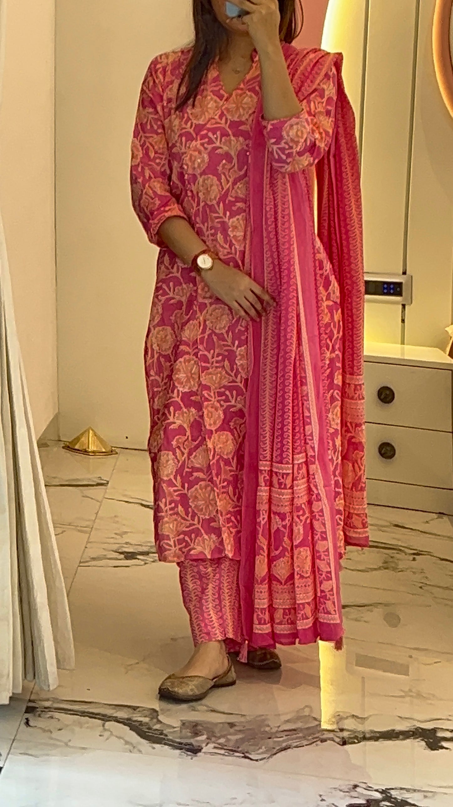 Premium Pink Straight Cotton Kurta set with Dupatta ( 38 to 46) | VGANG